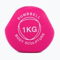 Hantel ogumowany Body Sculpture BW 513 z PVC 1 kg pink 4