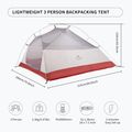 Namiot trekkingowy 3-osobowy Naturehike Updated Cloud Up 3 light grey/red 6