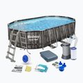 Basen stelażowy Bestway Power Steel Oval Pool Set 610 x 366 cm brązowy