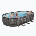 Basen stelażowy Bestway Power Steel Oval Pool Set 610 x 366 cm brązowy 2