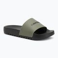 Klapki męskie Calvin Klein HM0HM01063 Chuncky Pool Slide Rub smokey olive/black