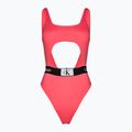 Strój kąpielowy jednoczęściowy damski Calvin Klein Cut Out One Piece-RP calypso coral