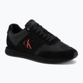Buty męskie Calvin Klein HM0HM02212 Retro Runner Bans Leather Suede triple black/adrenaline rush