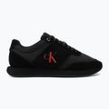 Buty męskie Calvin Klein HM0HM02212 Retro Runner Bans Leather Suede triple black/adrenaline rush 2