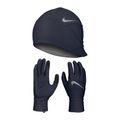 Zestaw czapka + rękawiczki męskie Nike Essential Running thunder blue/particle grey/silver 9