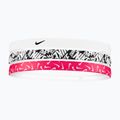 Opaska na głowę Nike Printed Headbands 3 szt. white/aster pink/black