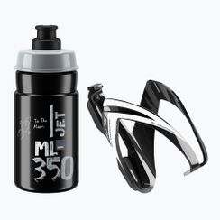 Zestaw rowerowy Elite CEO Kit Jet koszyk + bidon 350 ml black glossy/black/logo grey