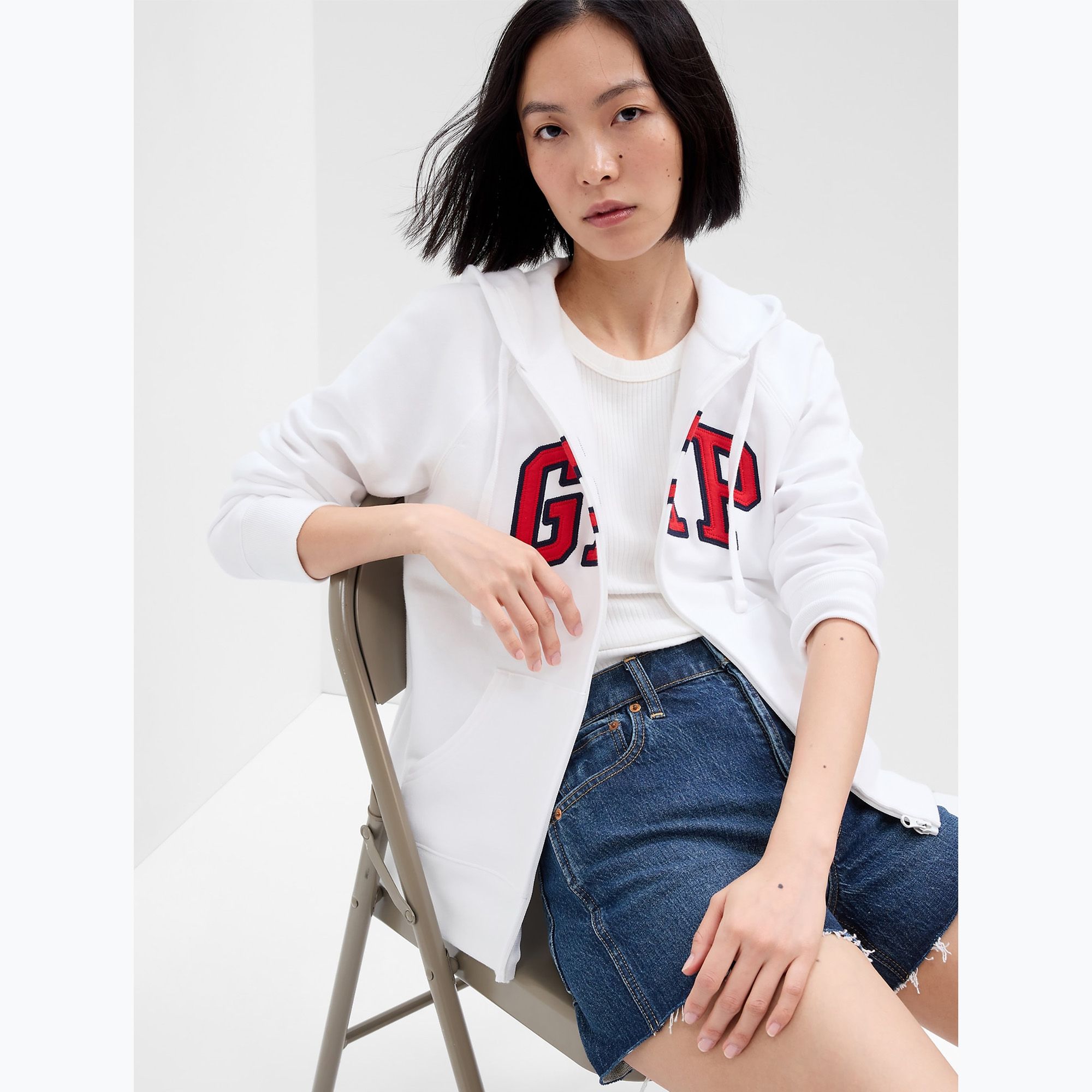 Bluza damska GAP V-Gap Heritage FZ HD optic white 