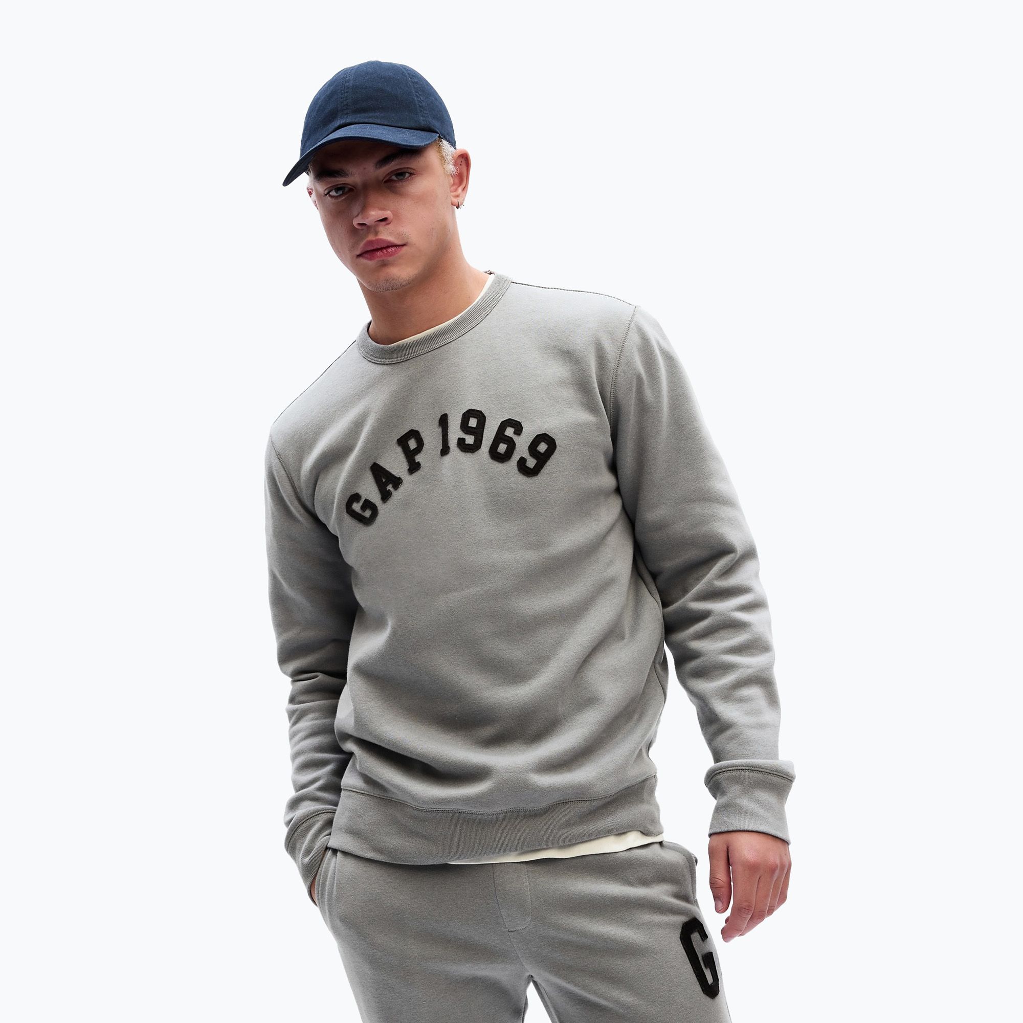 Bluza męska GAP 1969 Logo Crewneck pilot grey 
