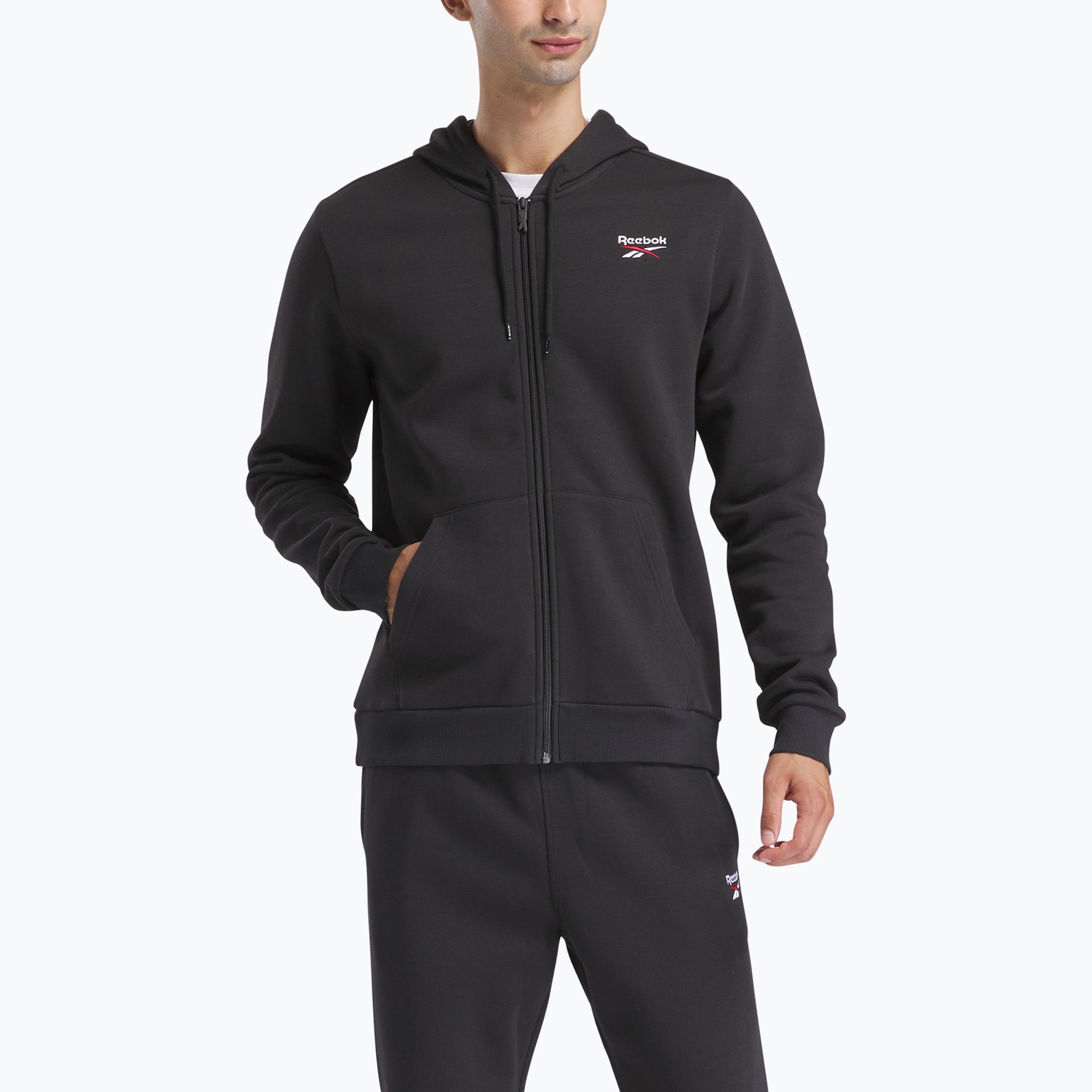 Bluza męska Reebok Identity SL Fleece FZ black/white/vector red 