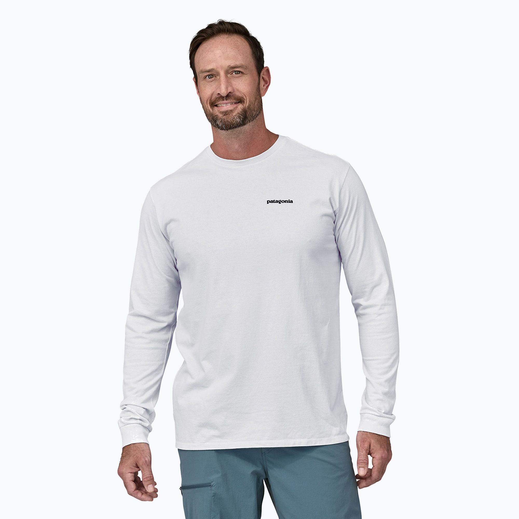 Longsleeve męski Patagonia P-6 Logo Responsibili white 