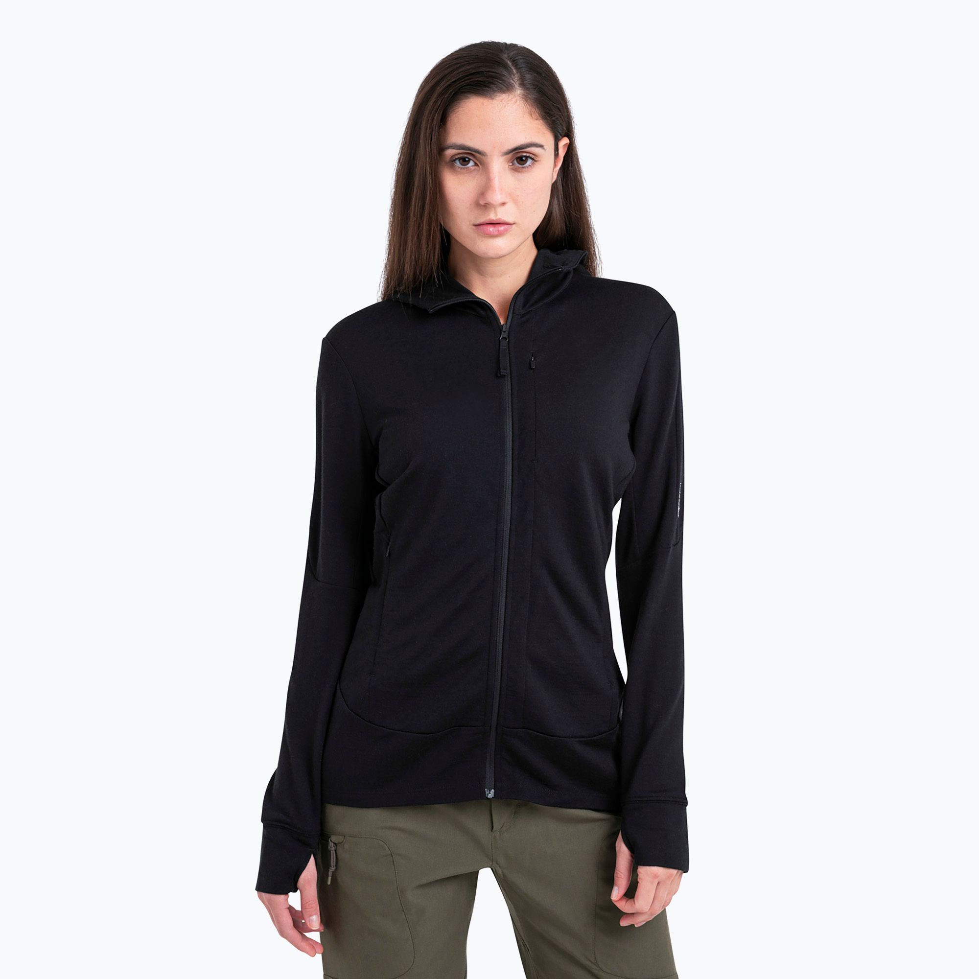 Bluza trekkingowa damska icebreaker Merino 260 Quantum IV black 
