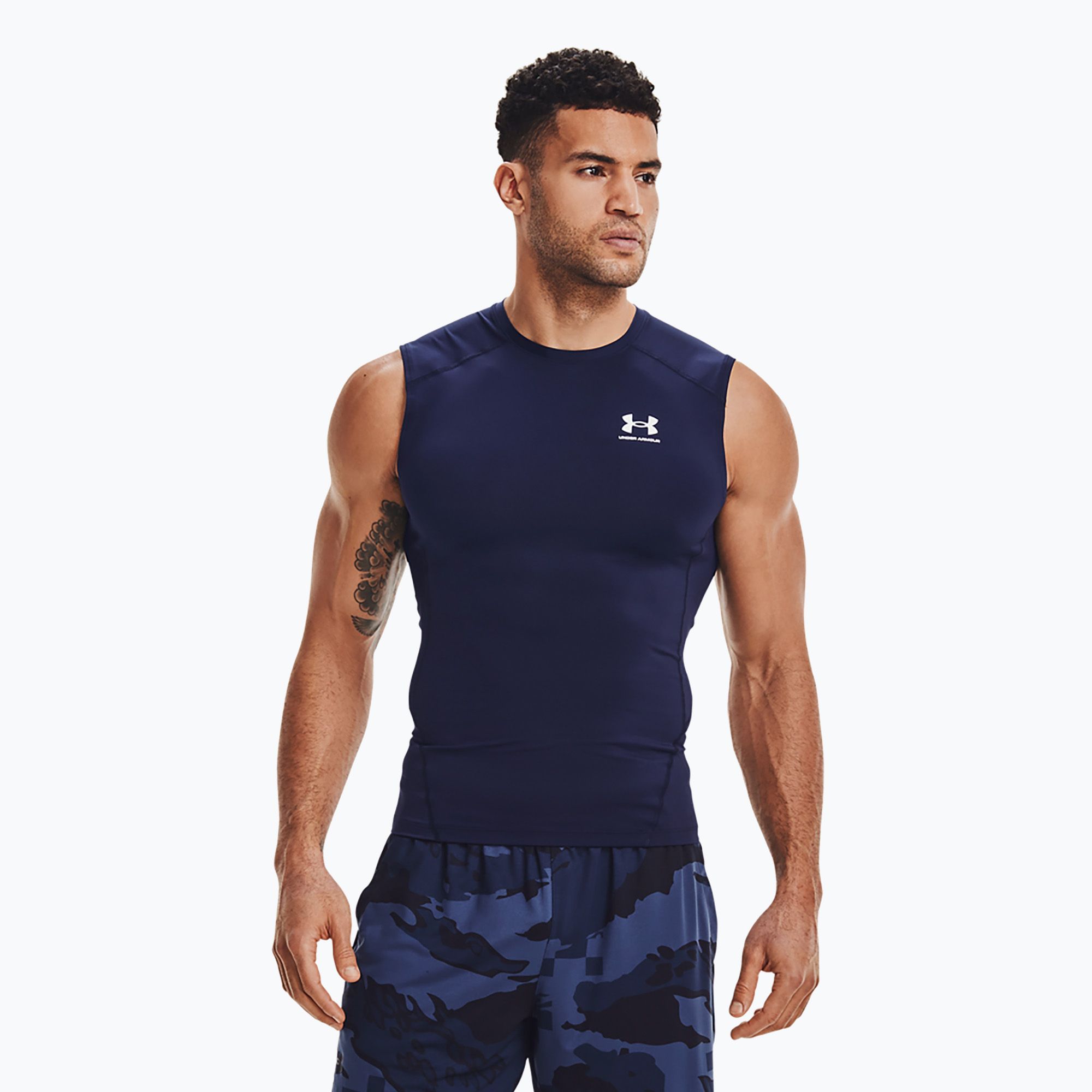 Koszulka treningowa męska Under Armour Heat Gear Armour Comp Tank midnight navy/white 
