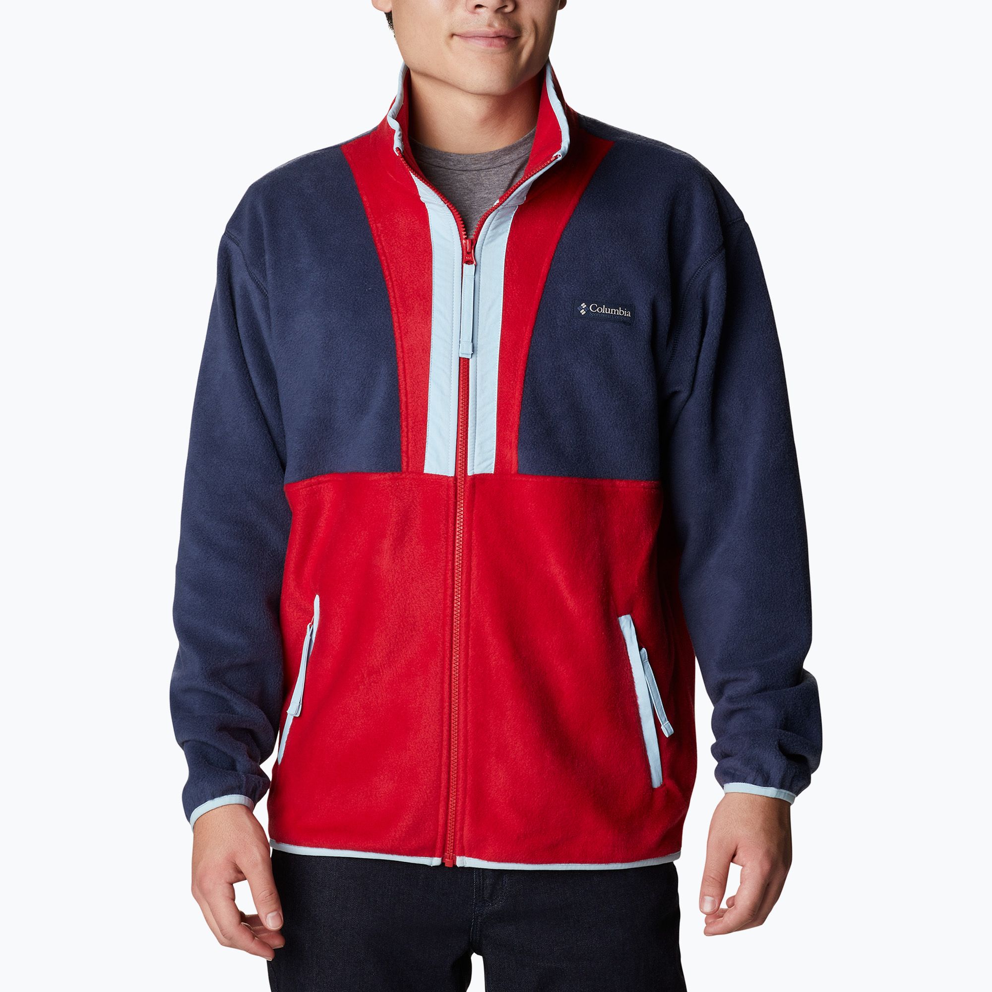 Bluza polarowa męska Columbia Back Bowl Full Zip collegiate navy/mtn red/sky blue 