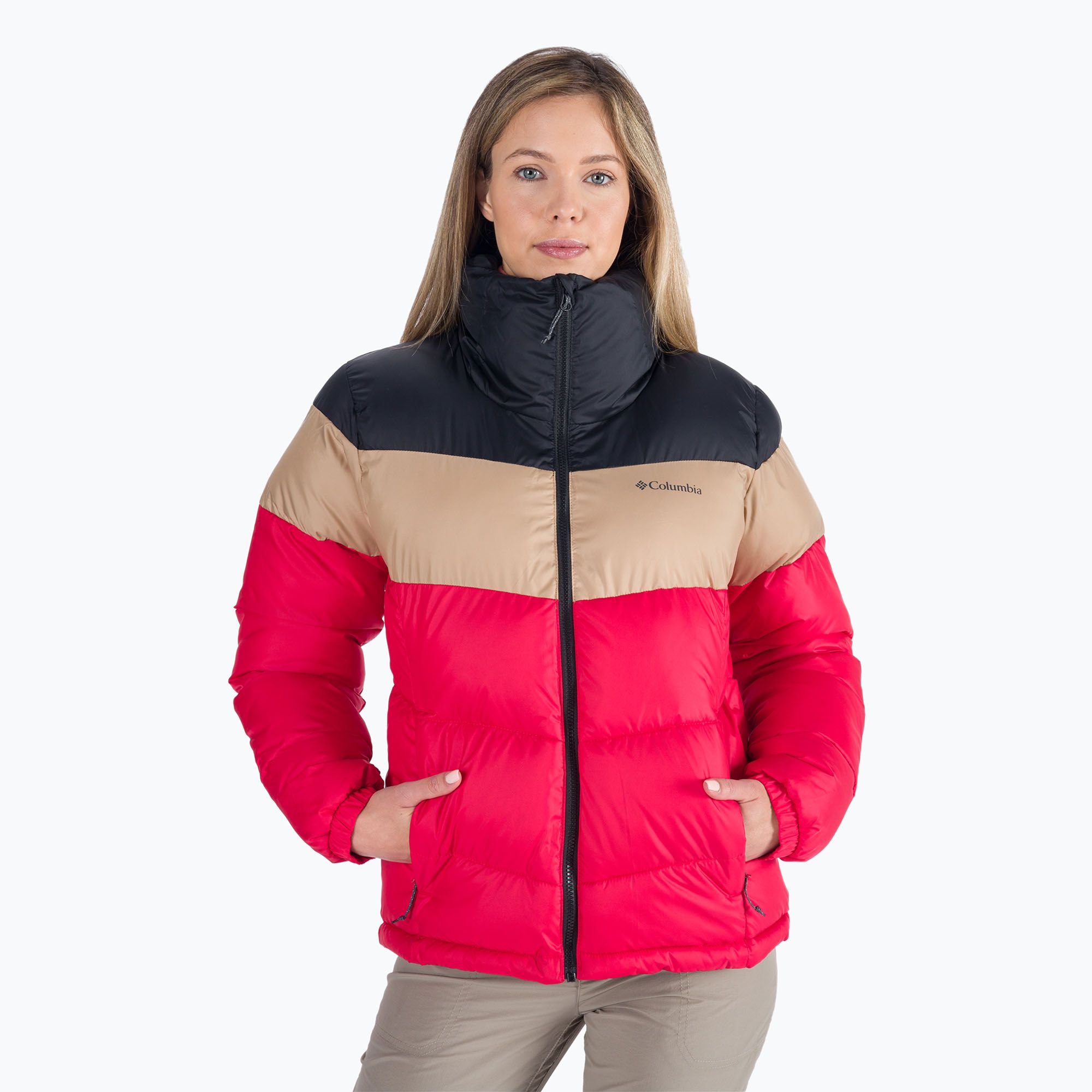 Kurtka damska Columbia Puffect Color Blocked red lily/beach/black 
