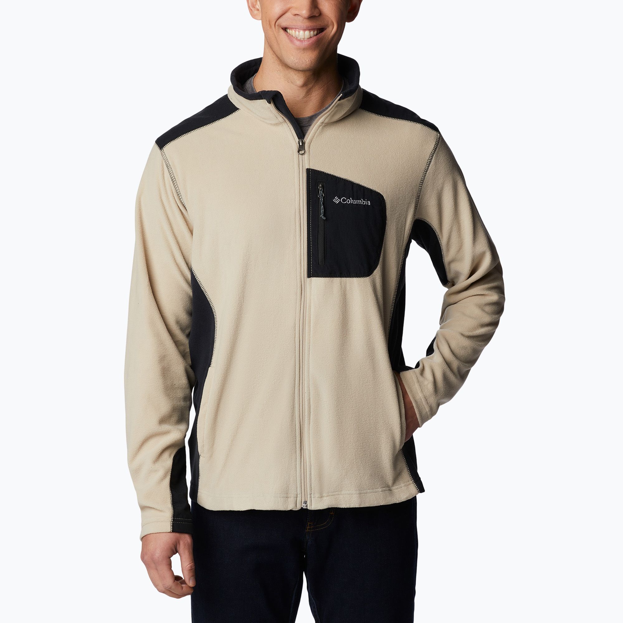 Bluza polarowa męska Columbia Klamath Range Full Zip ancient fossil/black 
