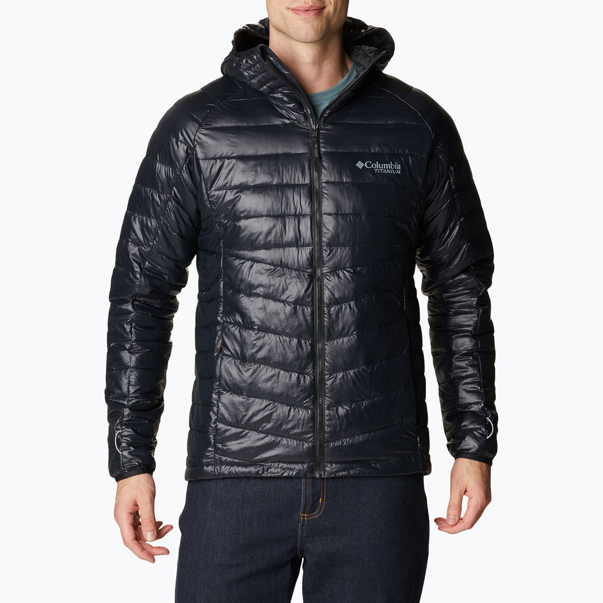 Men's Columbia Titan Ridge Down Hooded Jacket-Black - Sklep internetowy