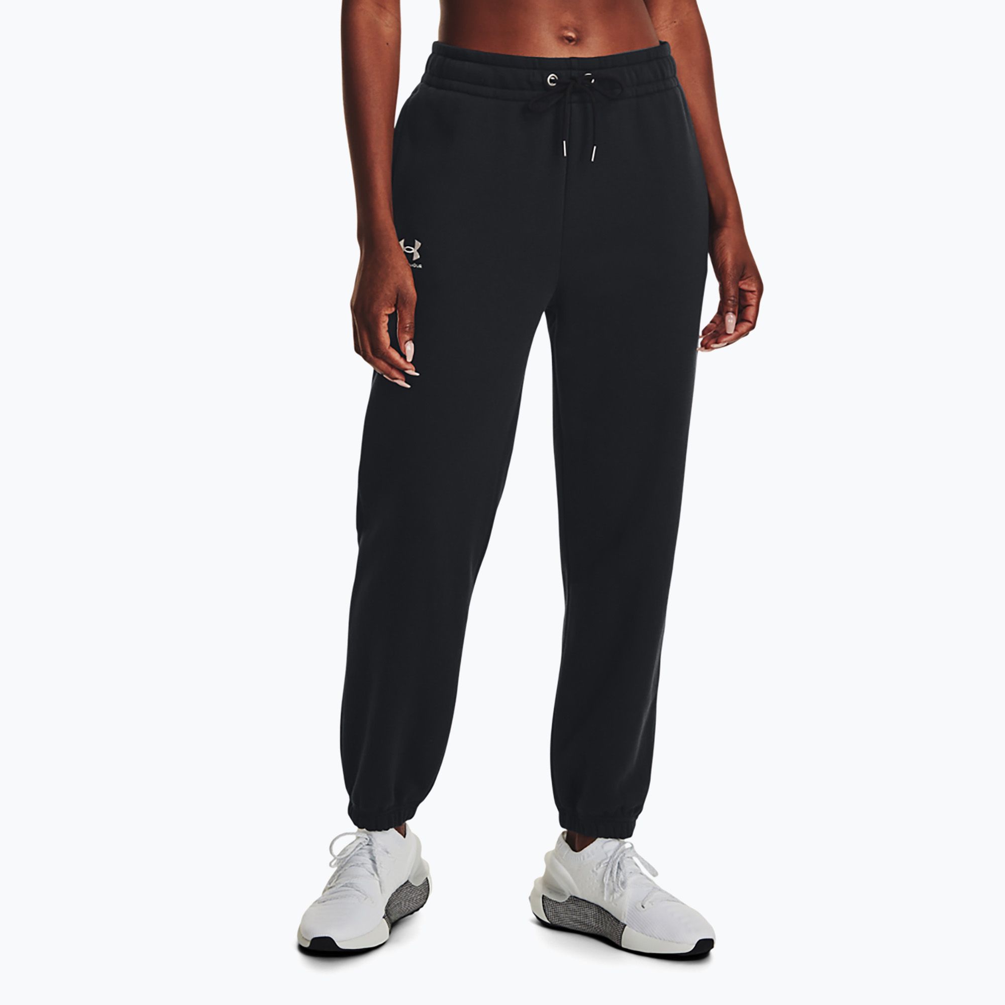 Spodnie treningowe damskie Under Armour Essential Fleece Joggers black/white 
