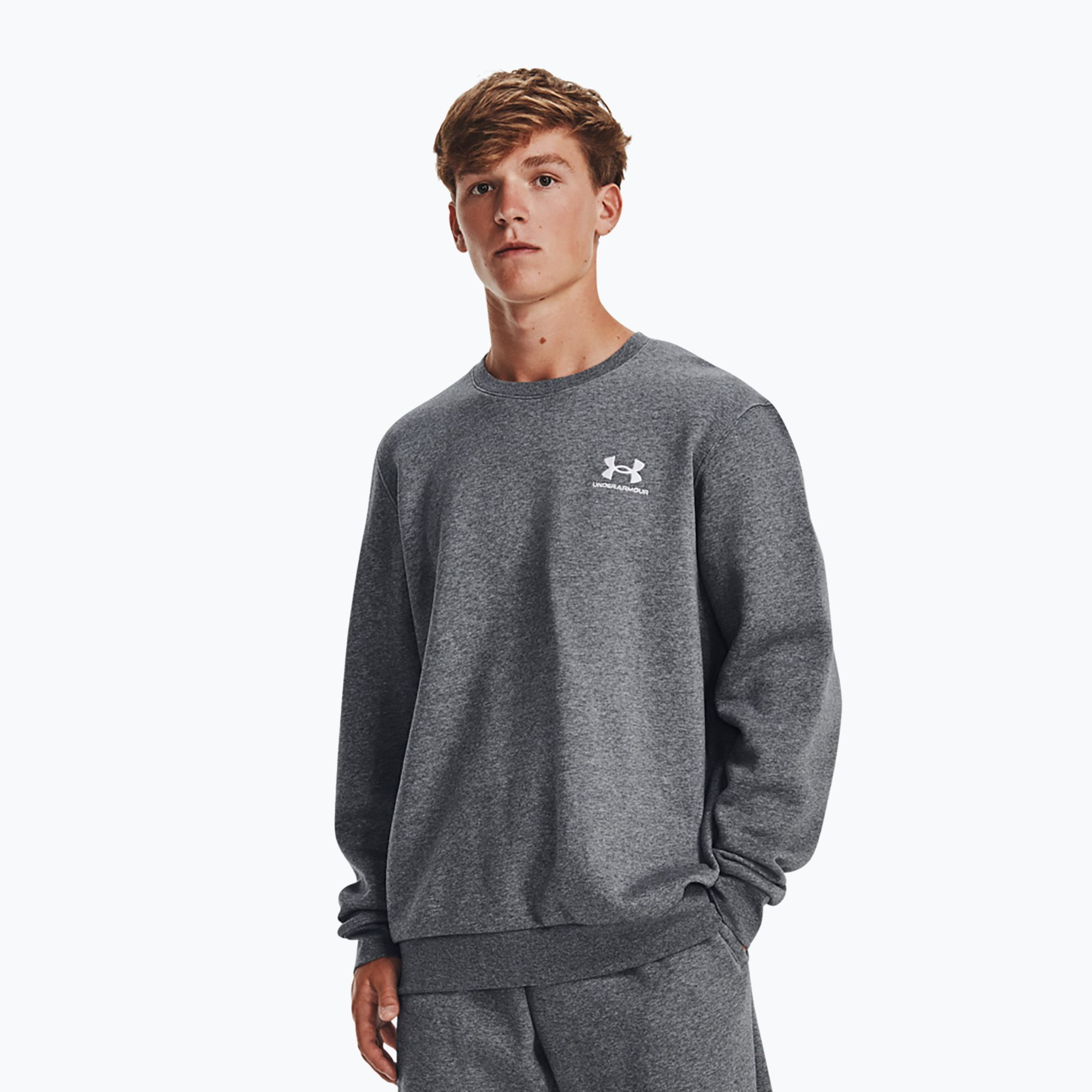 Bluza męska Under Armour Essential Fleece Crew pitch gray medium heather/white 