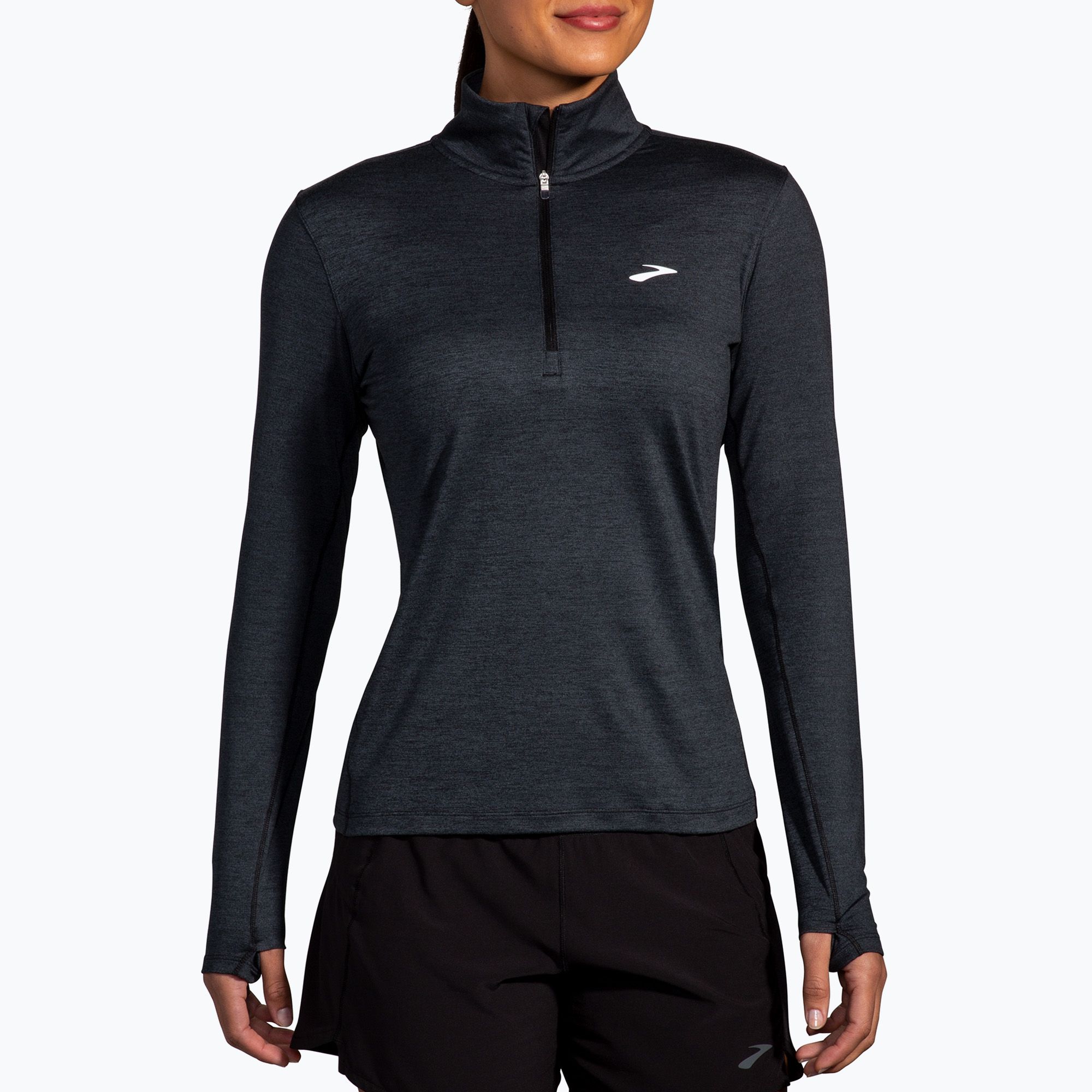 Longsleeve do biegania damski Brooks Dash 1/2 Zip 2.0 htr black 