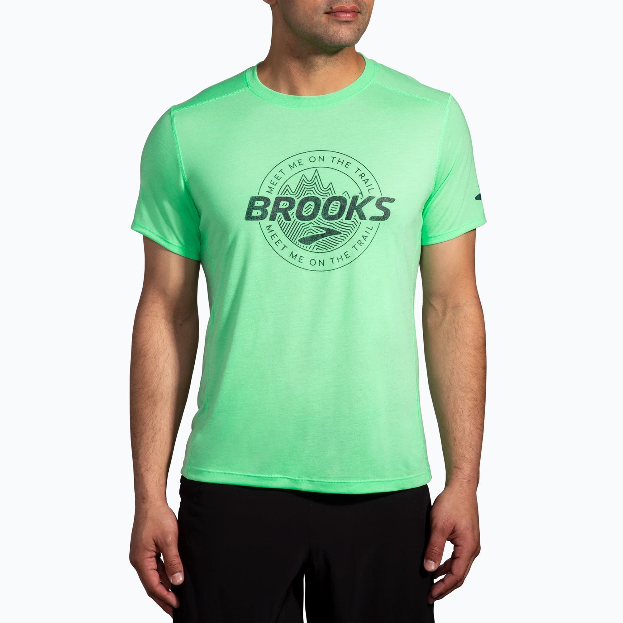 Koszulka do biegania męska Brooks Distance 3.0 hyper green/brooks trail 