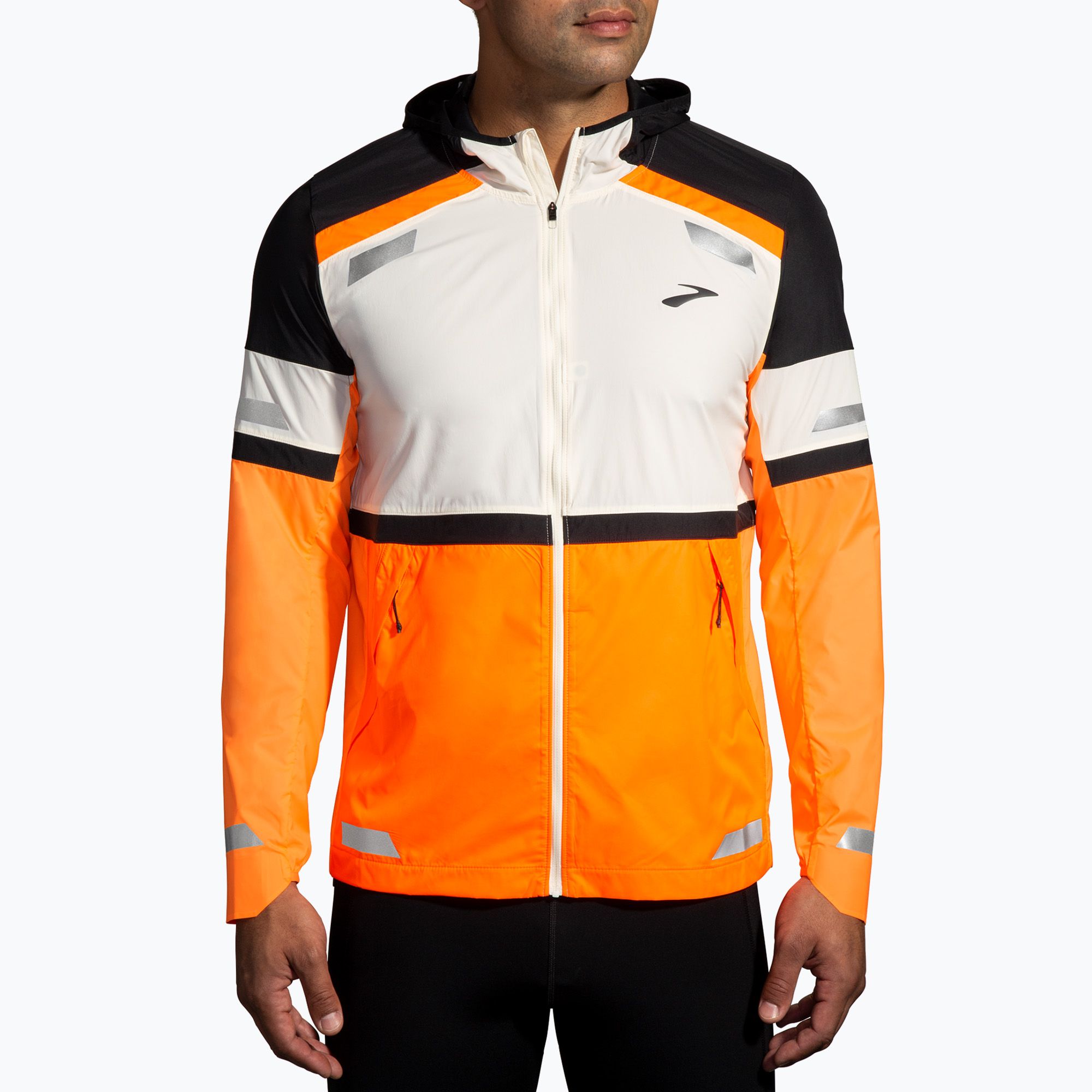 Kurtka do biegania męska Brooks Run Visible 2.0 ecru/fluoro flash/black 