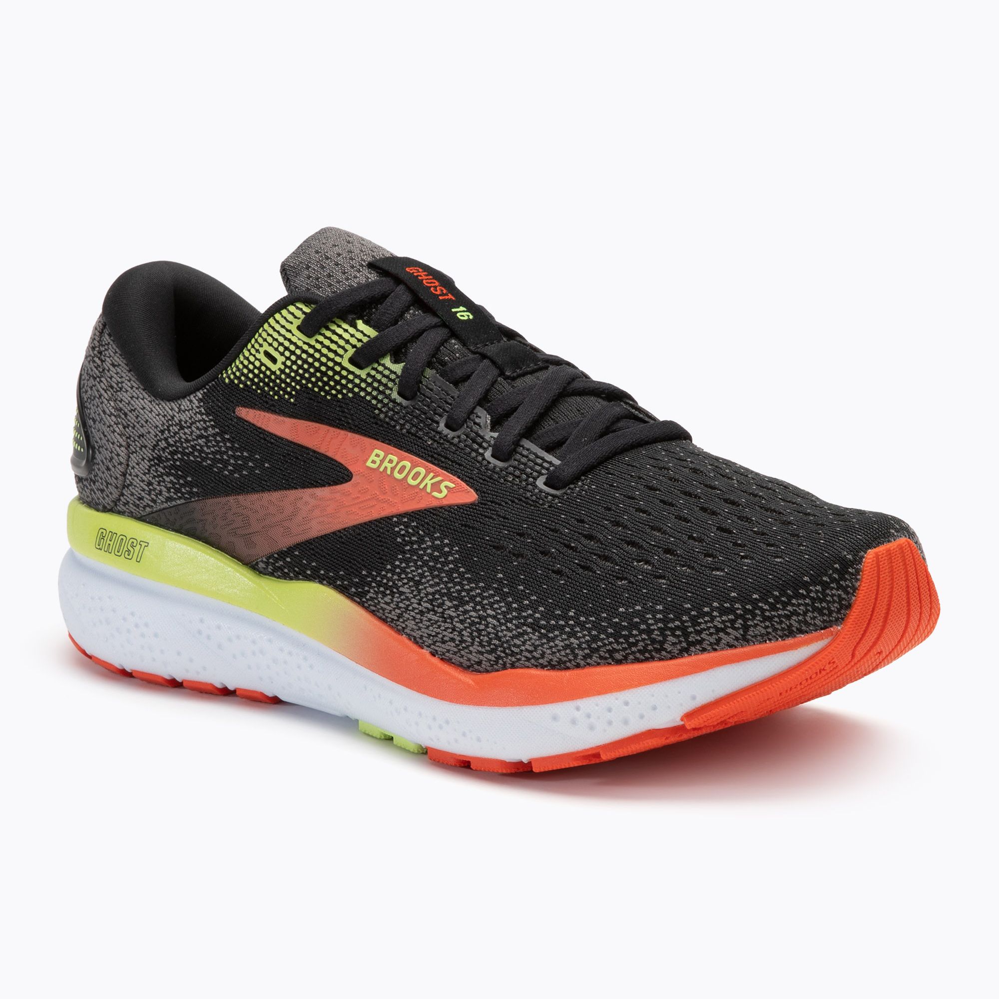 Buty do biegania męskie Brooks Ghost 16 wide fit black/mandarin red/green 