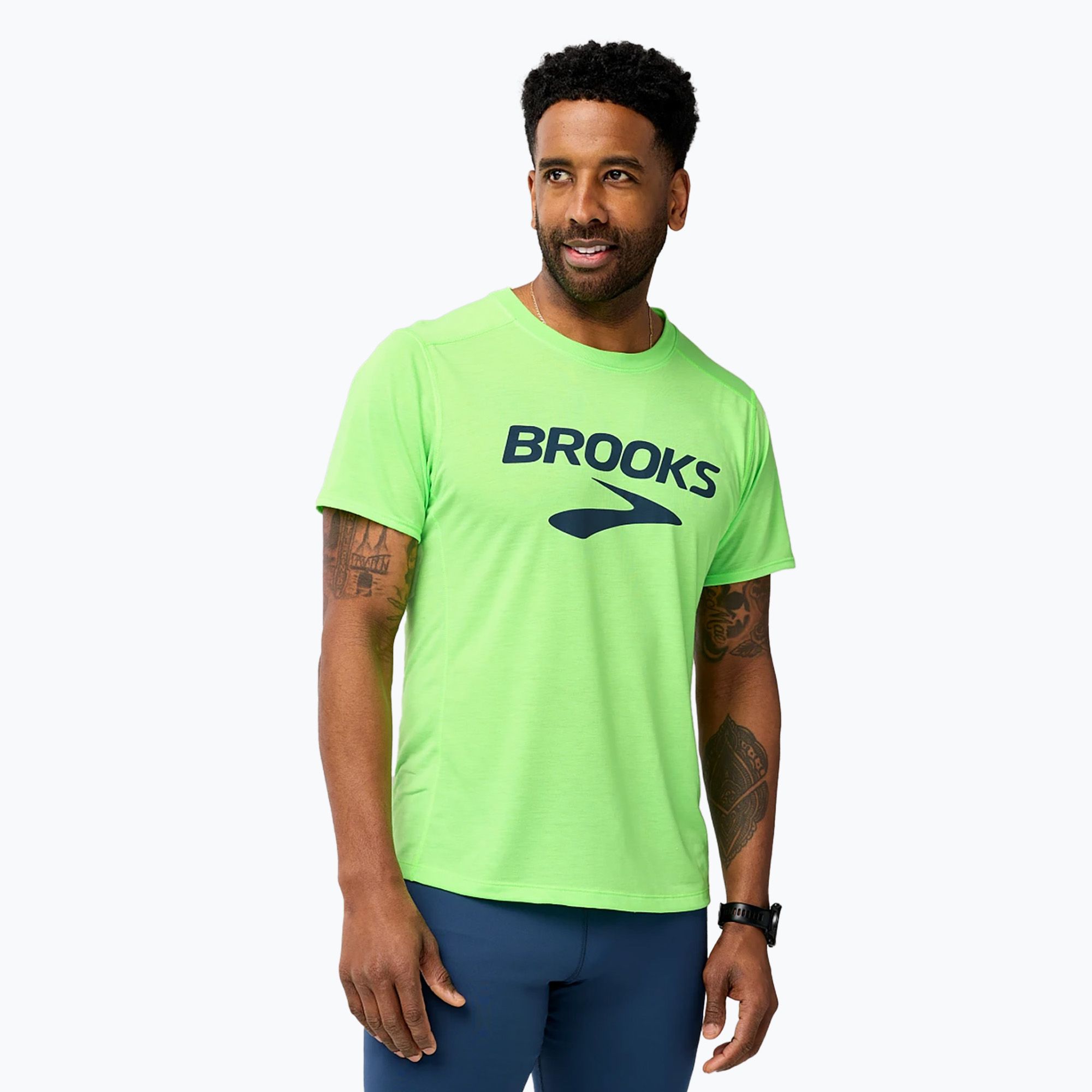 Koszulka do biegania męska Brooks Distance 3.0 neo limeade/brooks logo 