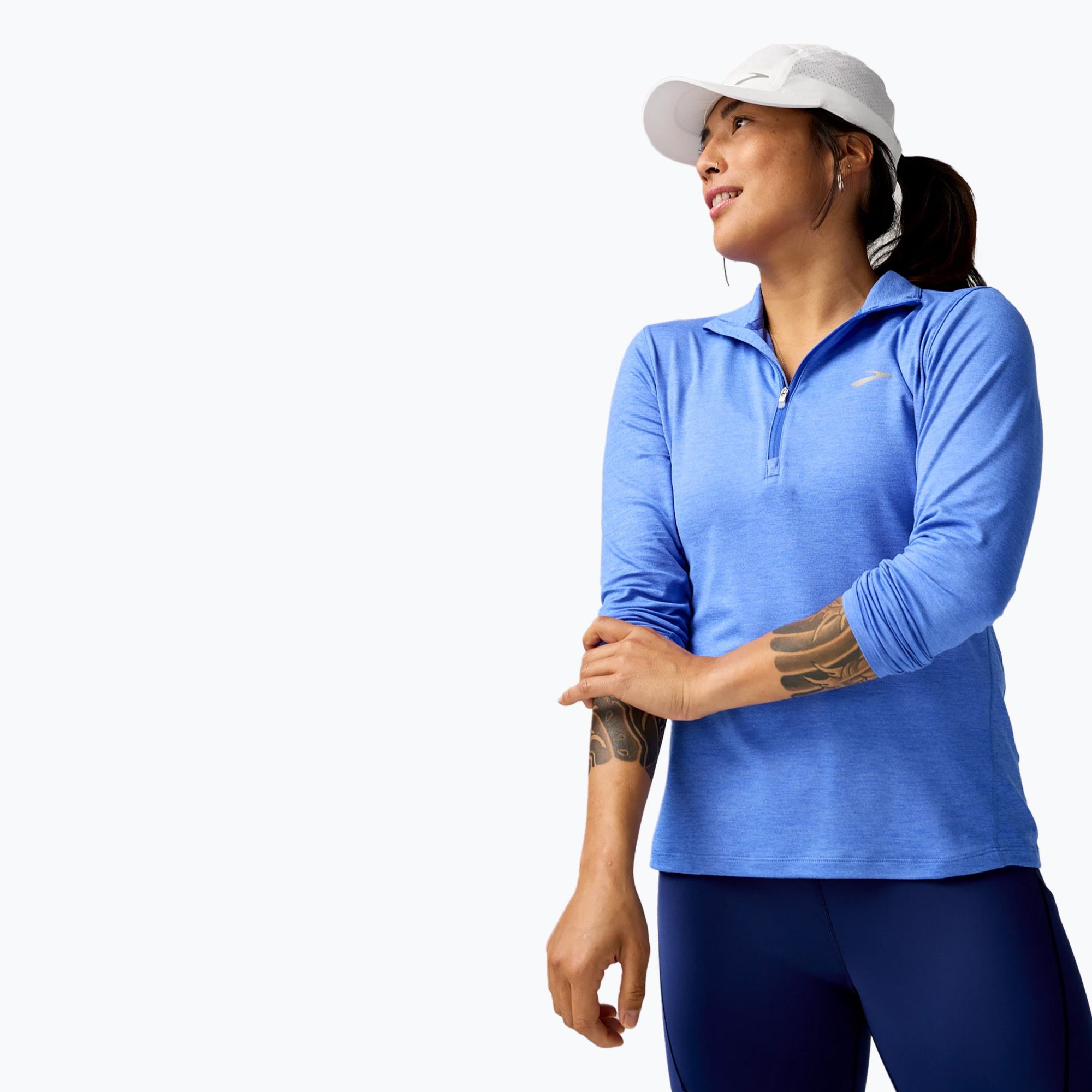 Longsleeve do biegania damski Brooks Dash 1/2 Zip 2.0 htr bluebell 