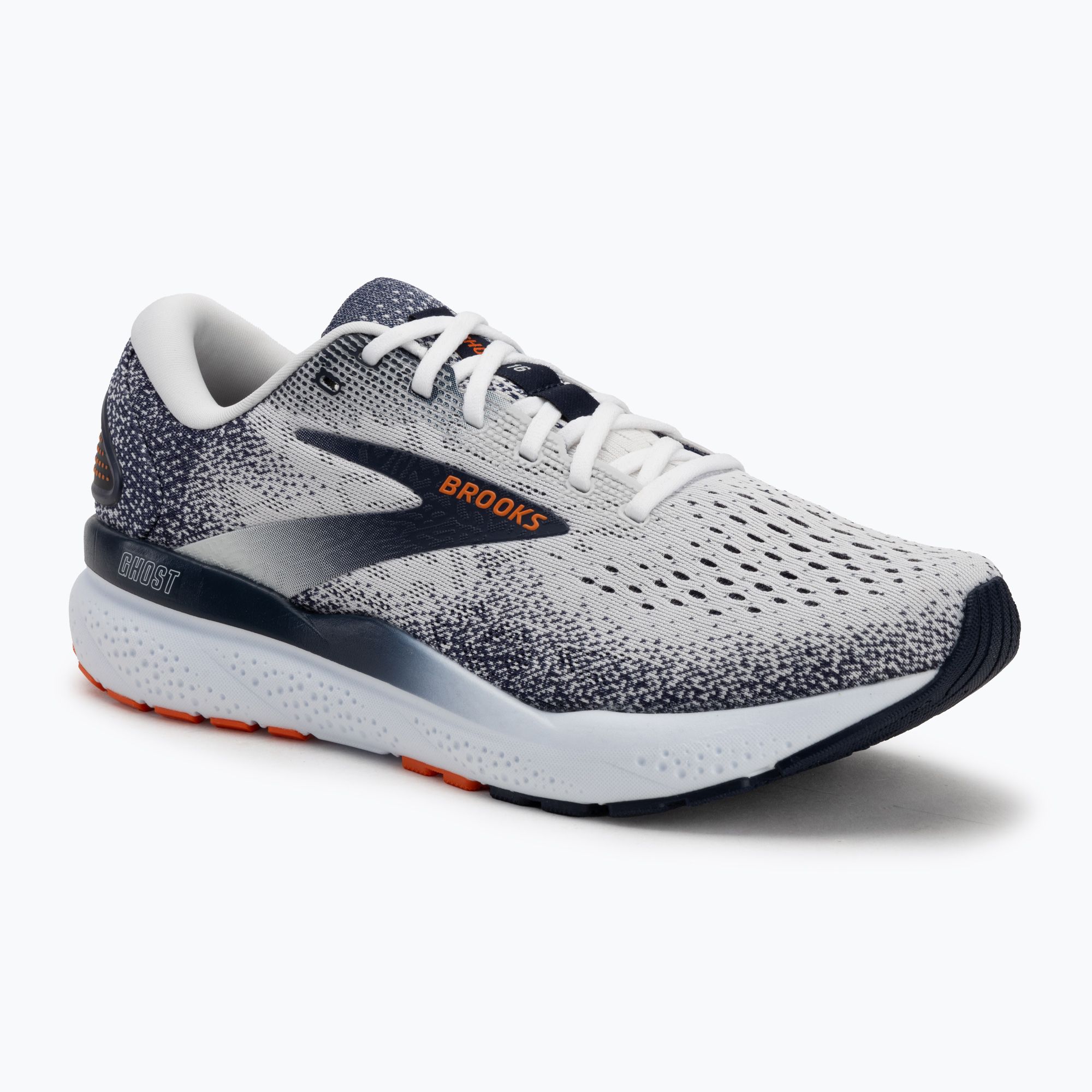 Buty do biegania męskie Brooks Ghost 16 white/peacoat/orange 