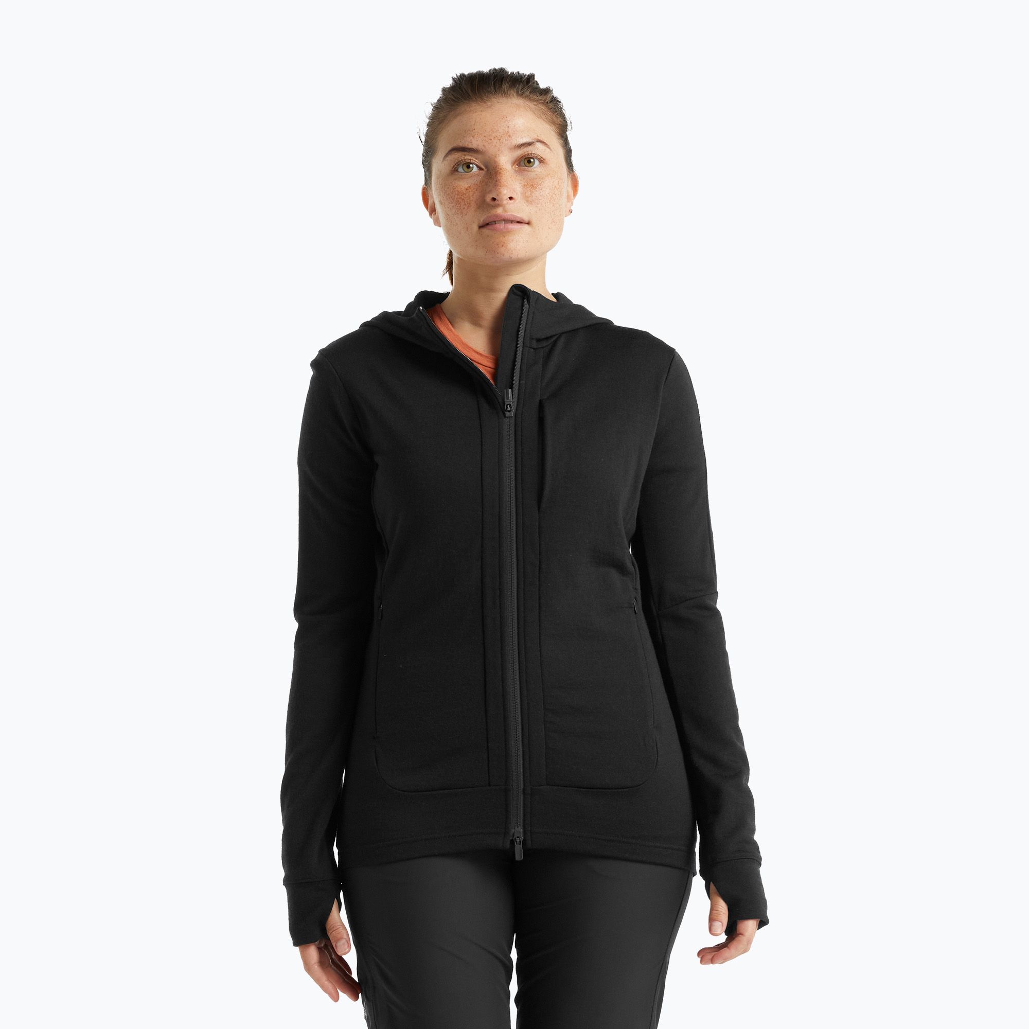 Bluza trekkingowa damska icebreaker Quantum III Zip Hood black 