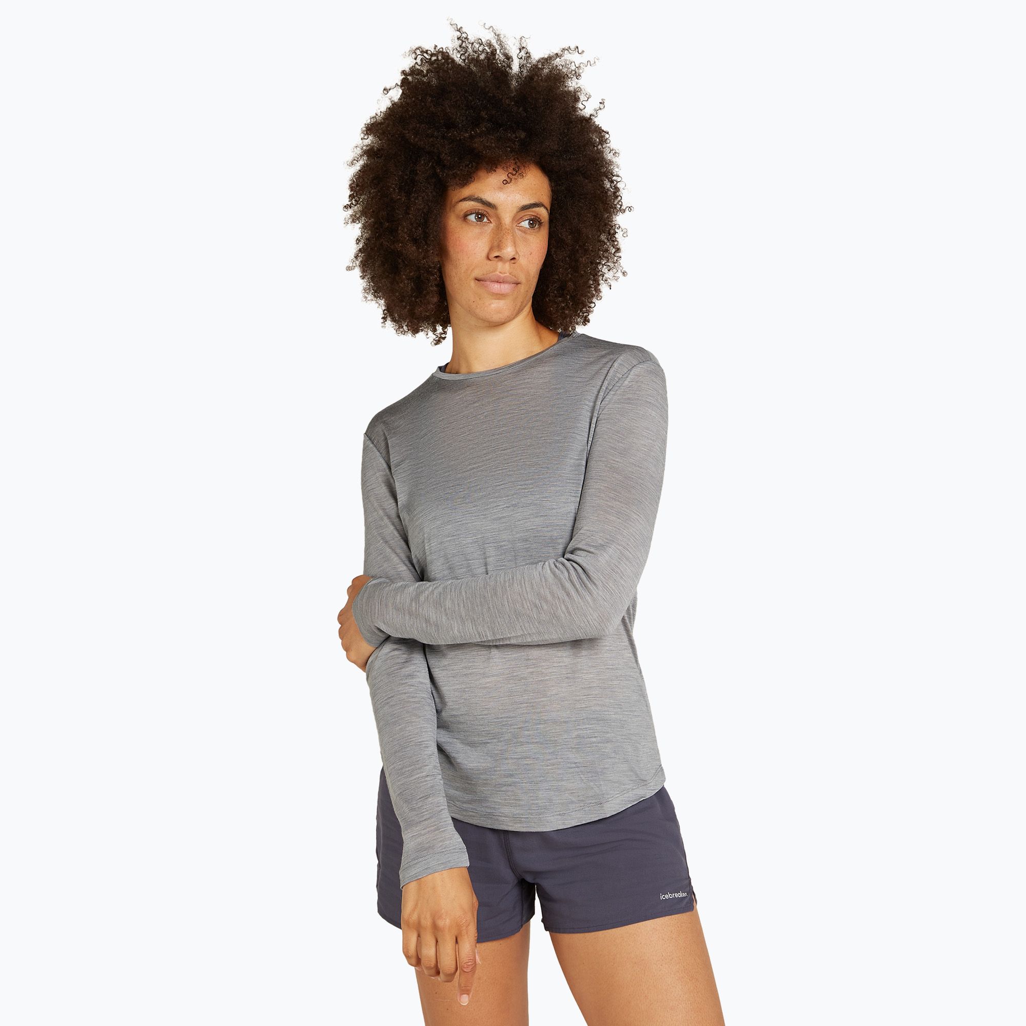 Longsleeve trekkingowy damski icebreaker Merino 125 Cool-Lite Sphere III LS Tee metro heather