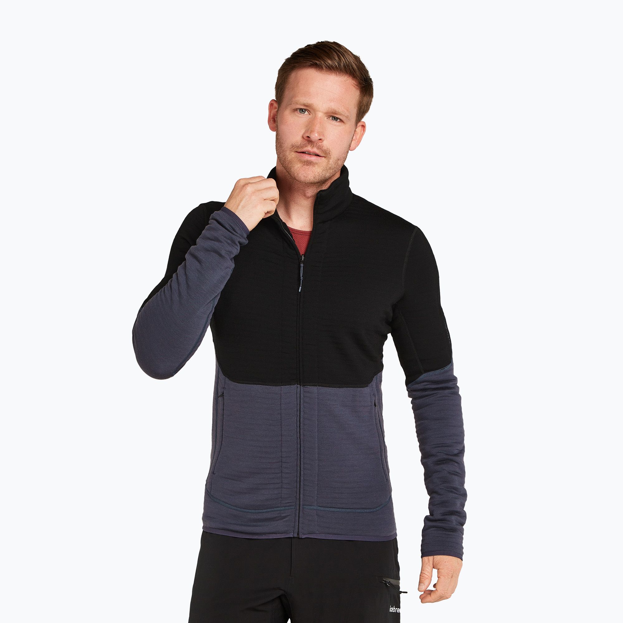 Bluza męska icebreaker Merino 400 RealFleece Descender LS Zip black/ graphite/ cb 