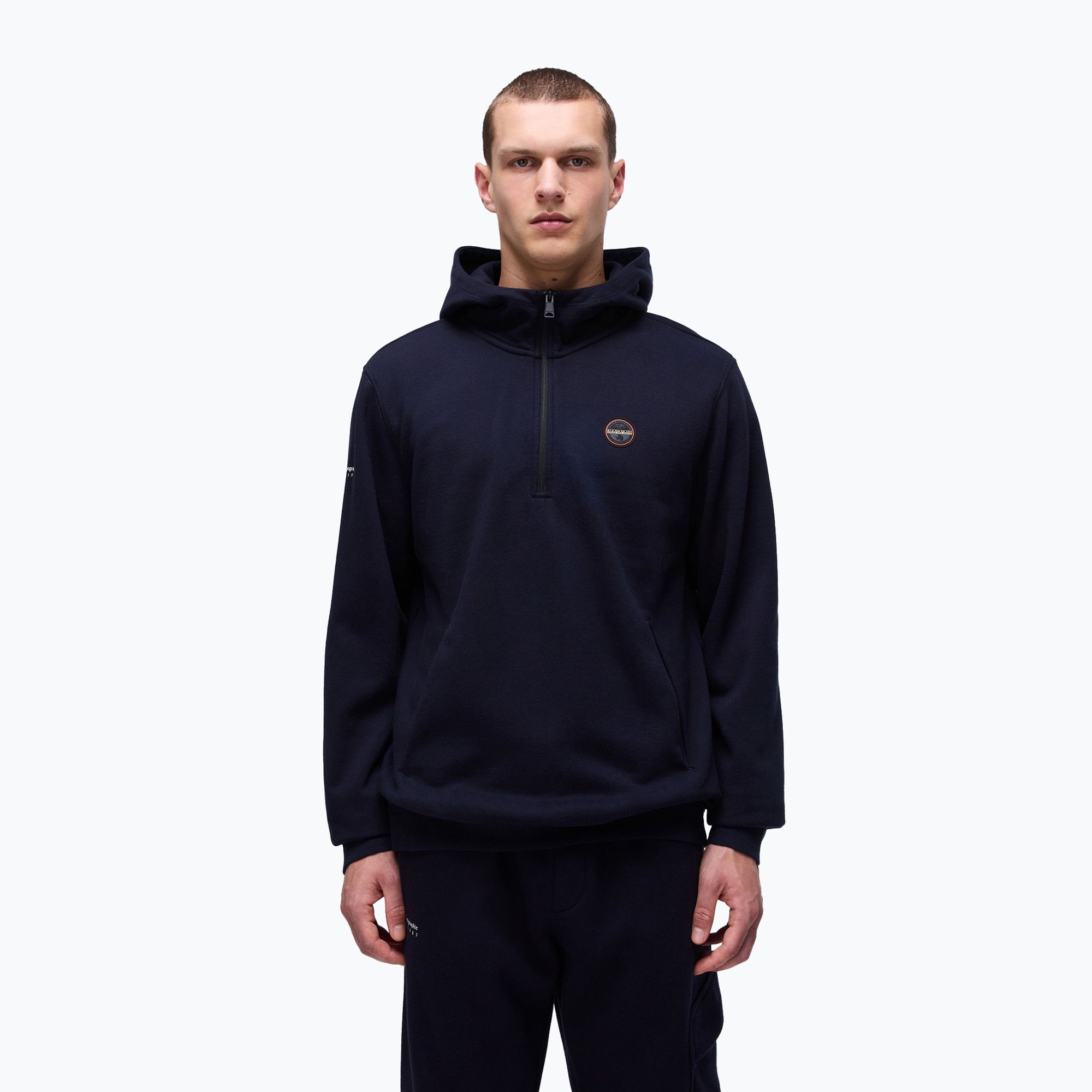 Bluza męska Napapijri B-Badge Half Zip Hooded blu marine 
