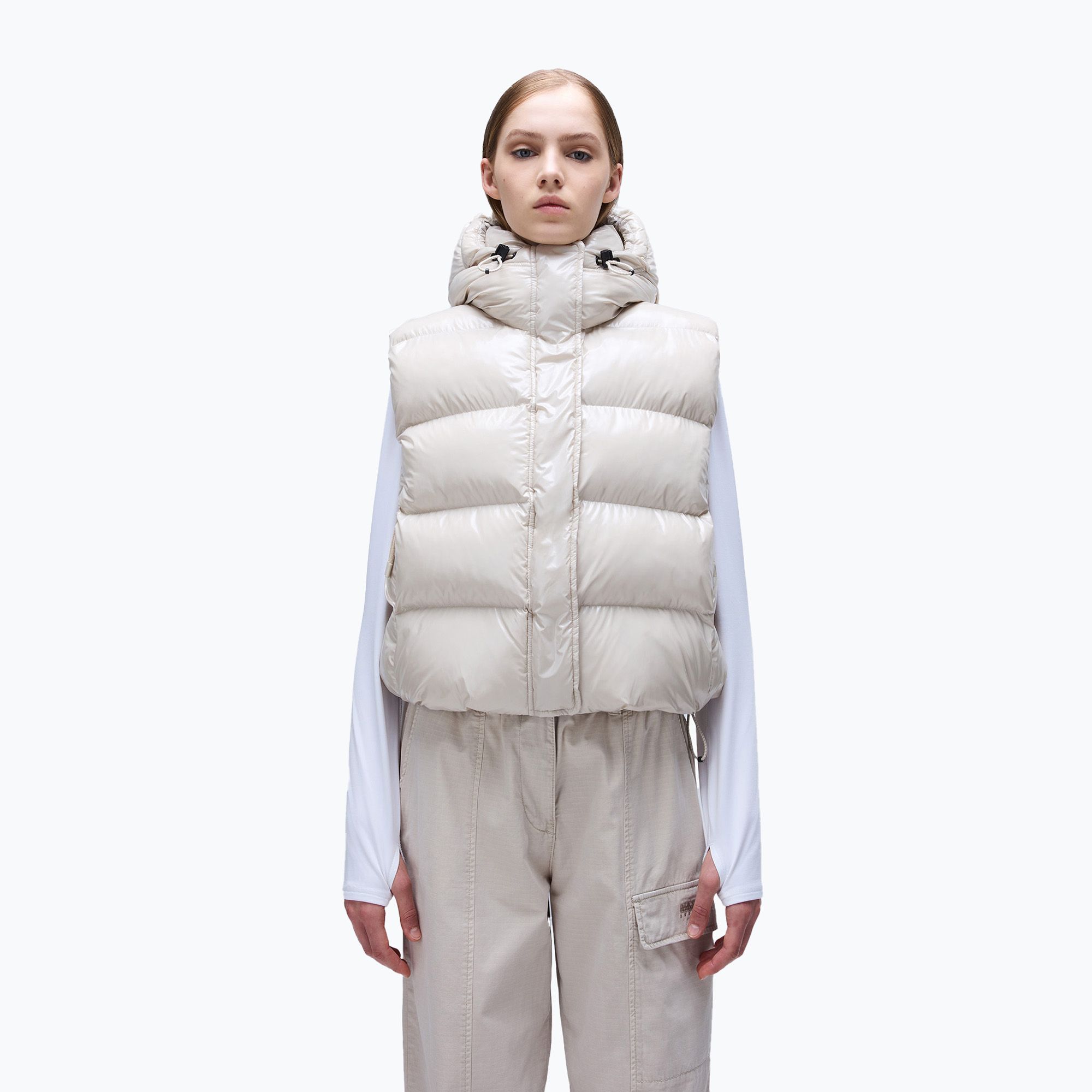 Bezrękawnik damski Napapijri A-Glane V beige silvr n90 