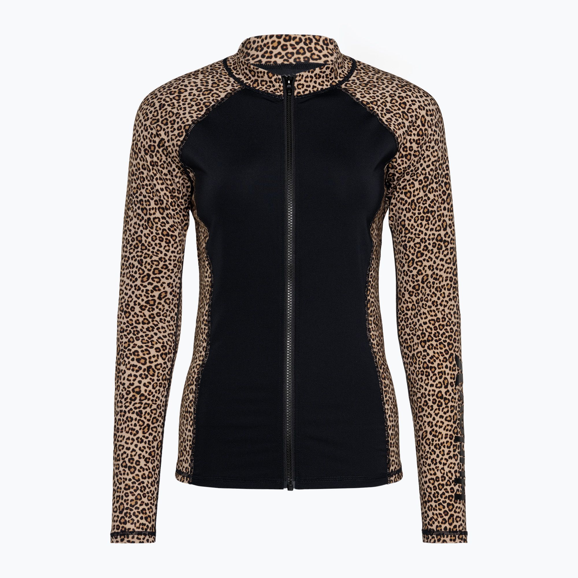 Longsleeve do pływania damski Hurley Leopard Zip Front brown sugar 