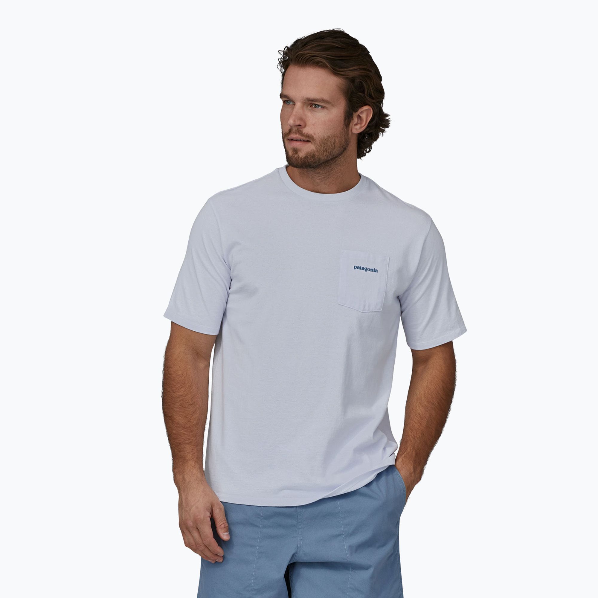 Koszulka męska Patagonia Boardshort Logo Pocket Responsibili white 