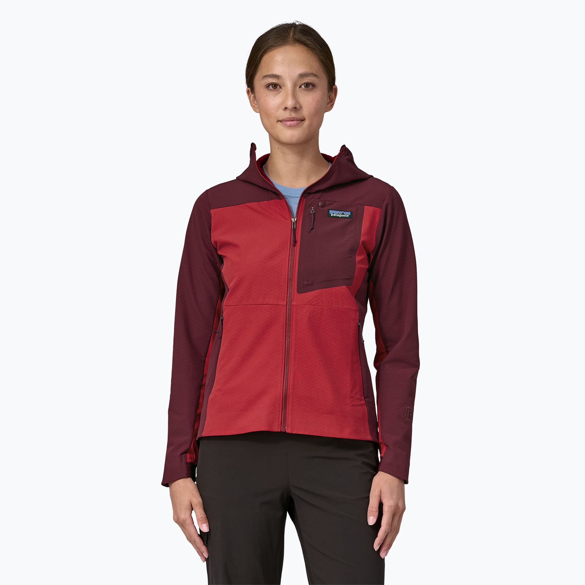 Kurtka softshell damska Patagonia R1 CrossStrata Hoody touring red 