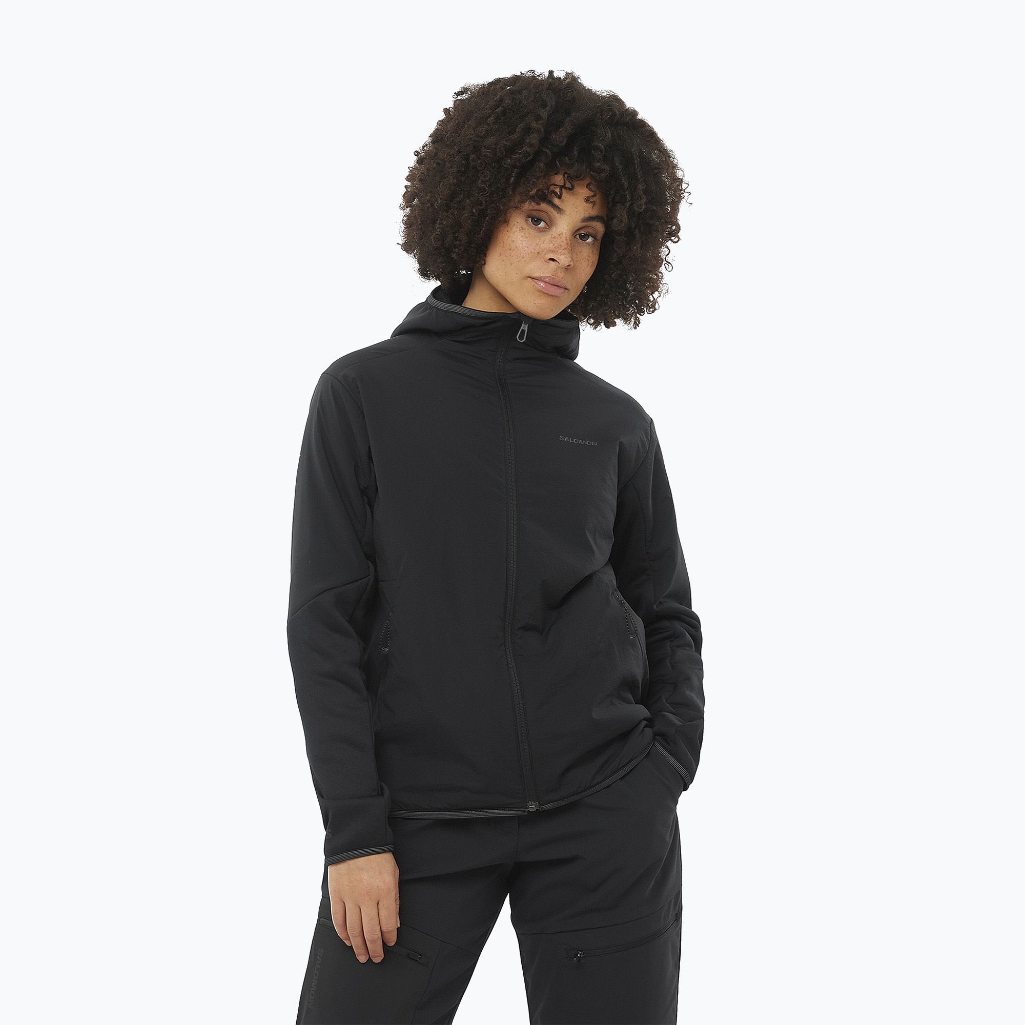 Bluza trekkingowa damska Salomon Outline Hyb Warm Hd deep black 