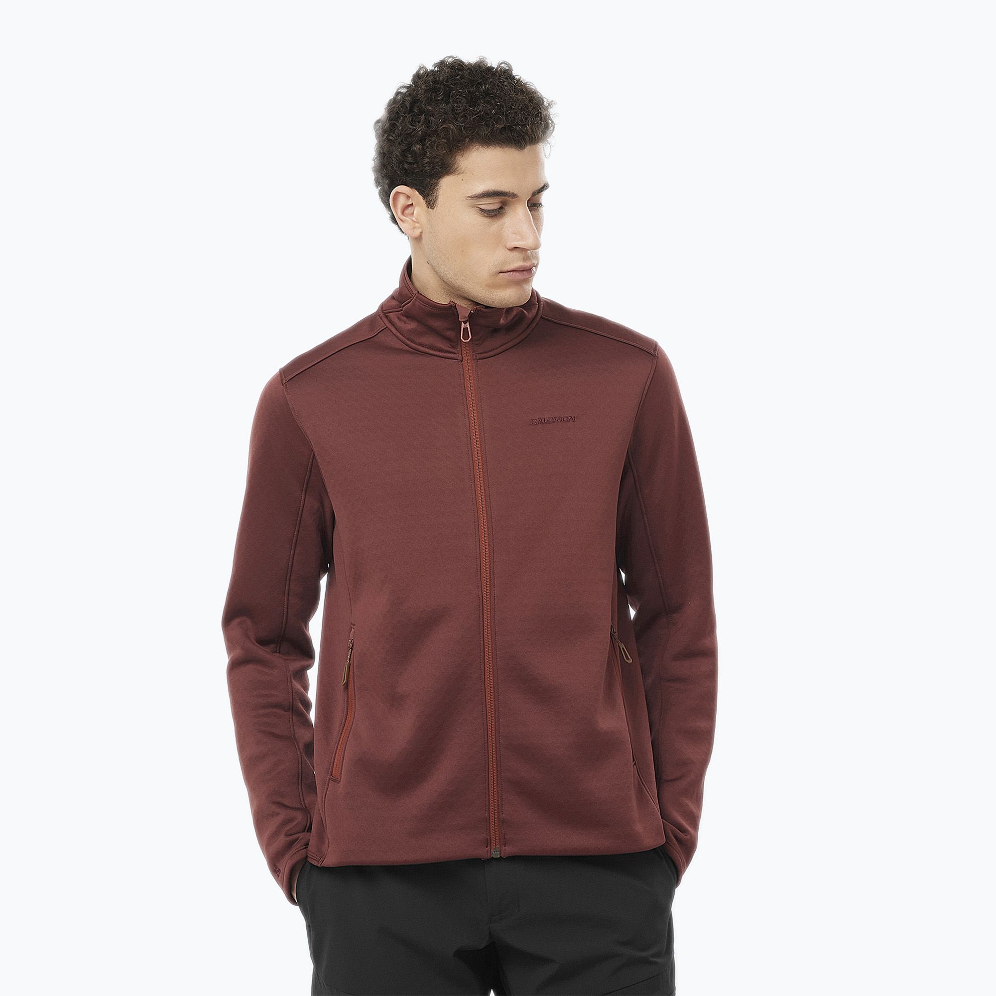 Bluza trekkingowa męska Salomon Essential Midwarm Fz rum raisin 