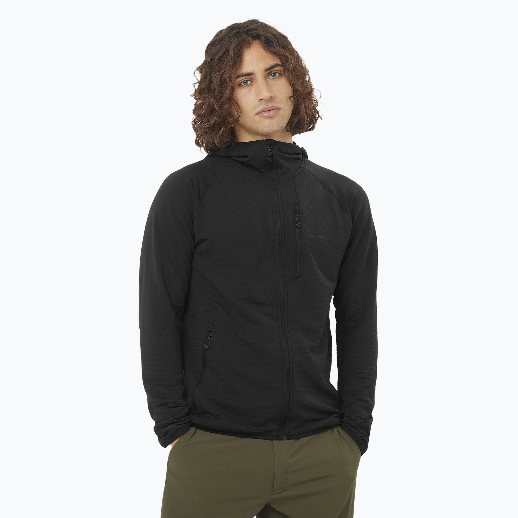 Bluza trekkingowa męska Salomon Sntial Lightwarm Hybrid deep black 