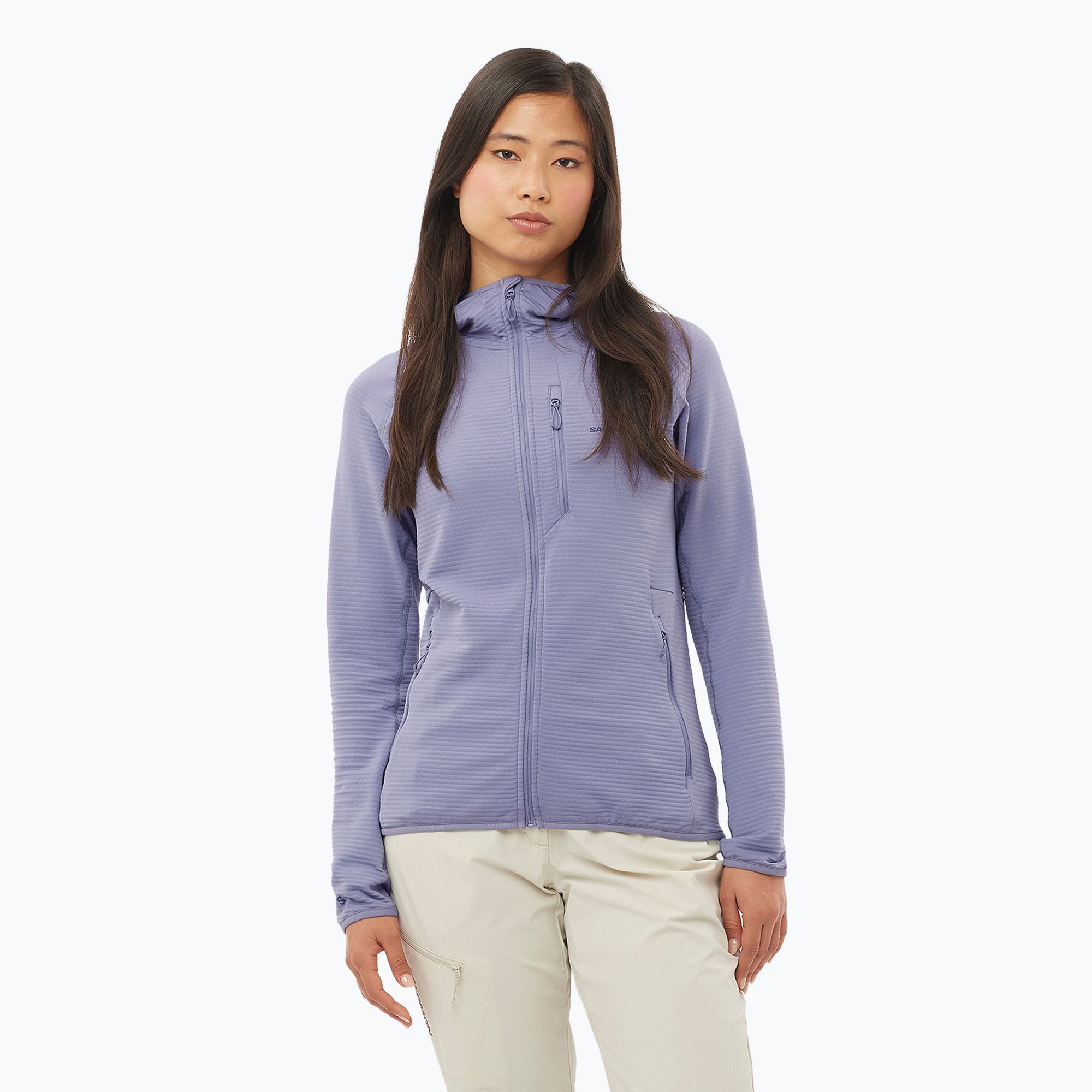 Bluza trekkingowa damska Salomon Lightwarm Full Zip blue granite 