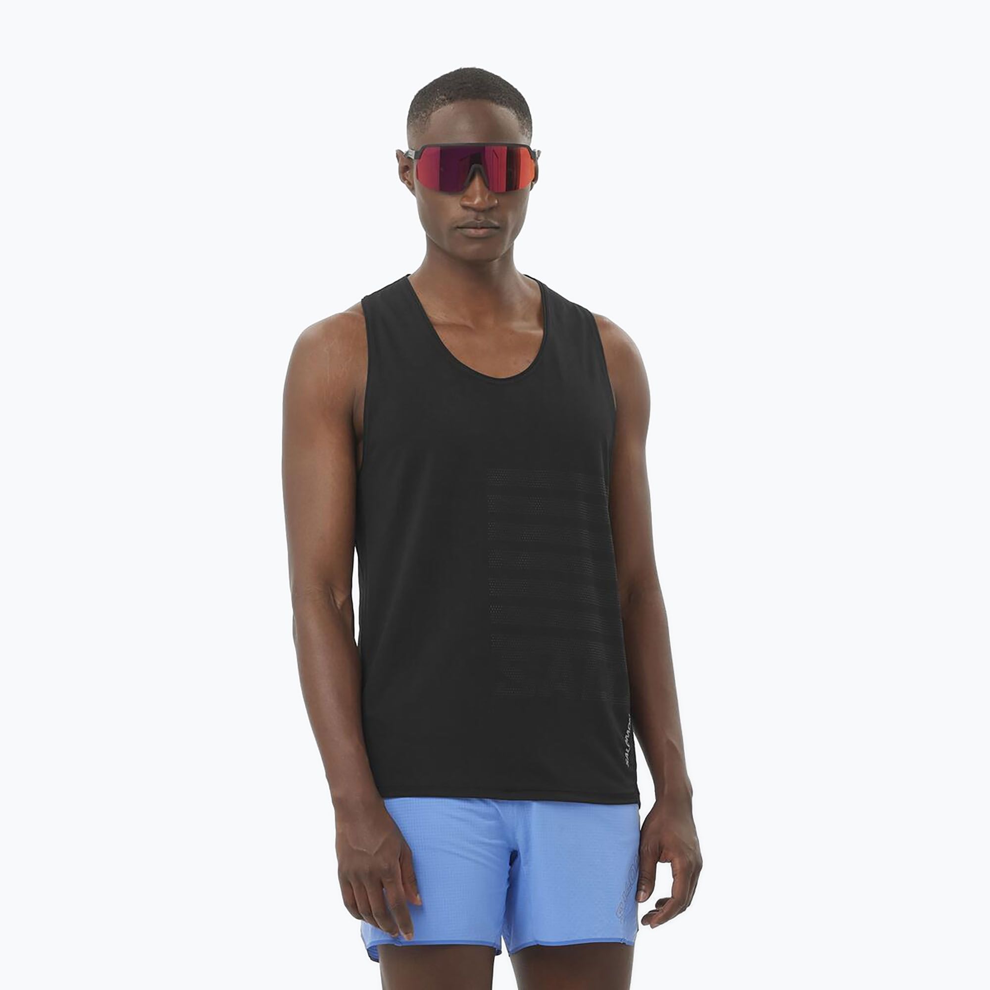 Koszulka do biegania męska Salomon Sense Aero Singlet GFX deep black 