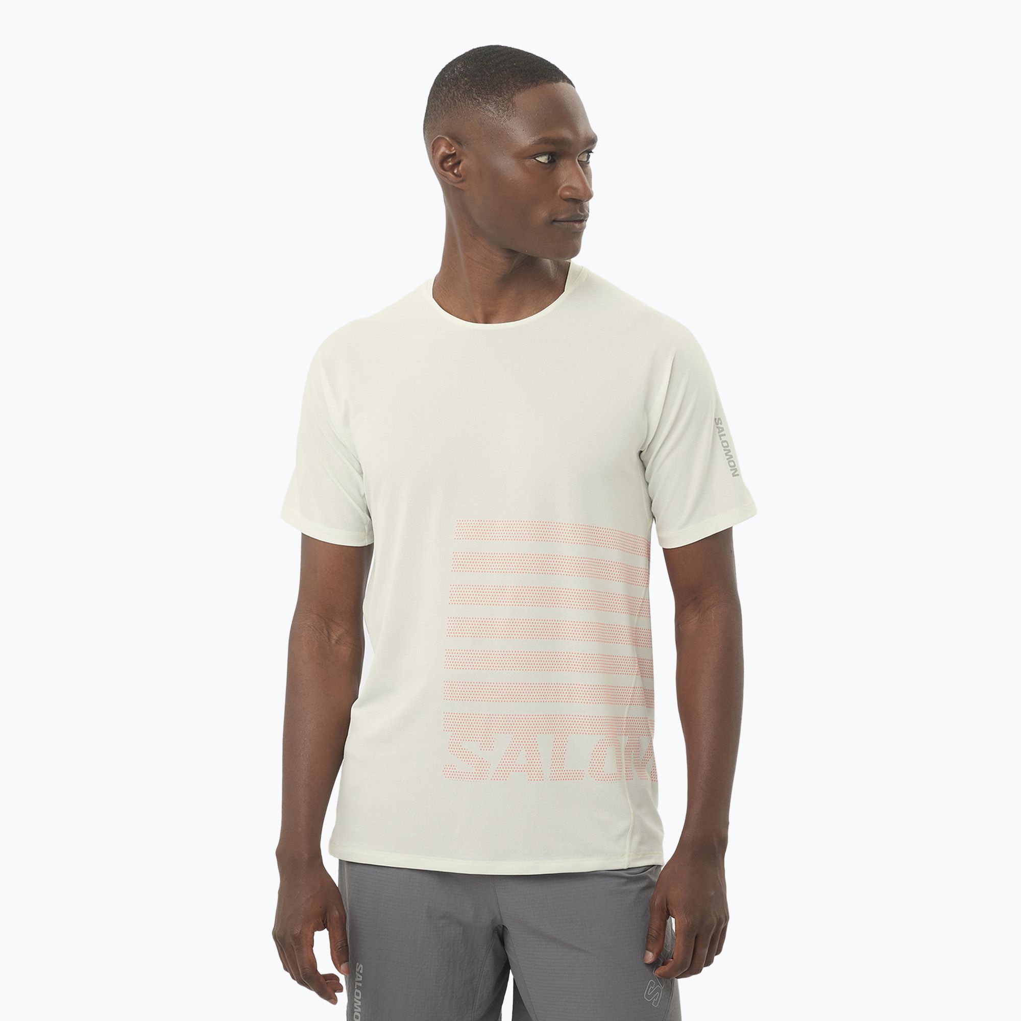 Koszulka do biegania męska Salomon Sense Aero Tee GFX icicle/neon flame 