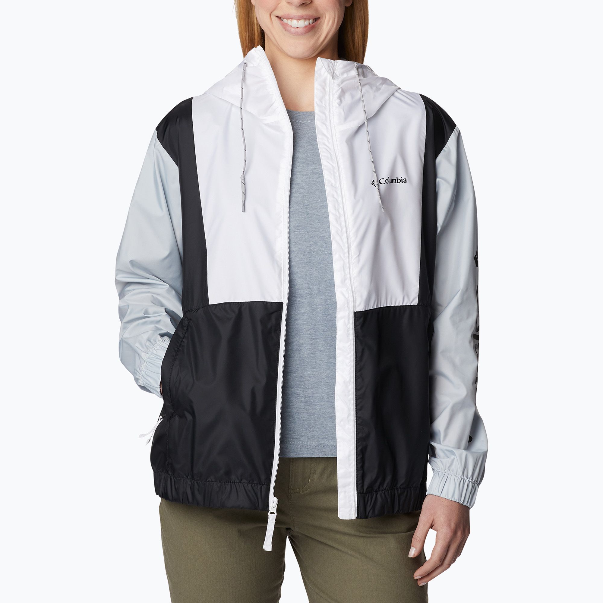 Kurtka przeciwwiatrowa damska Columbia Lily Basin white/cirrus grey/black 