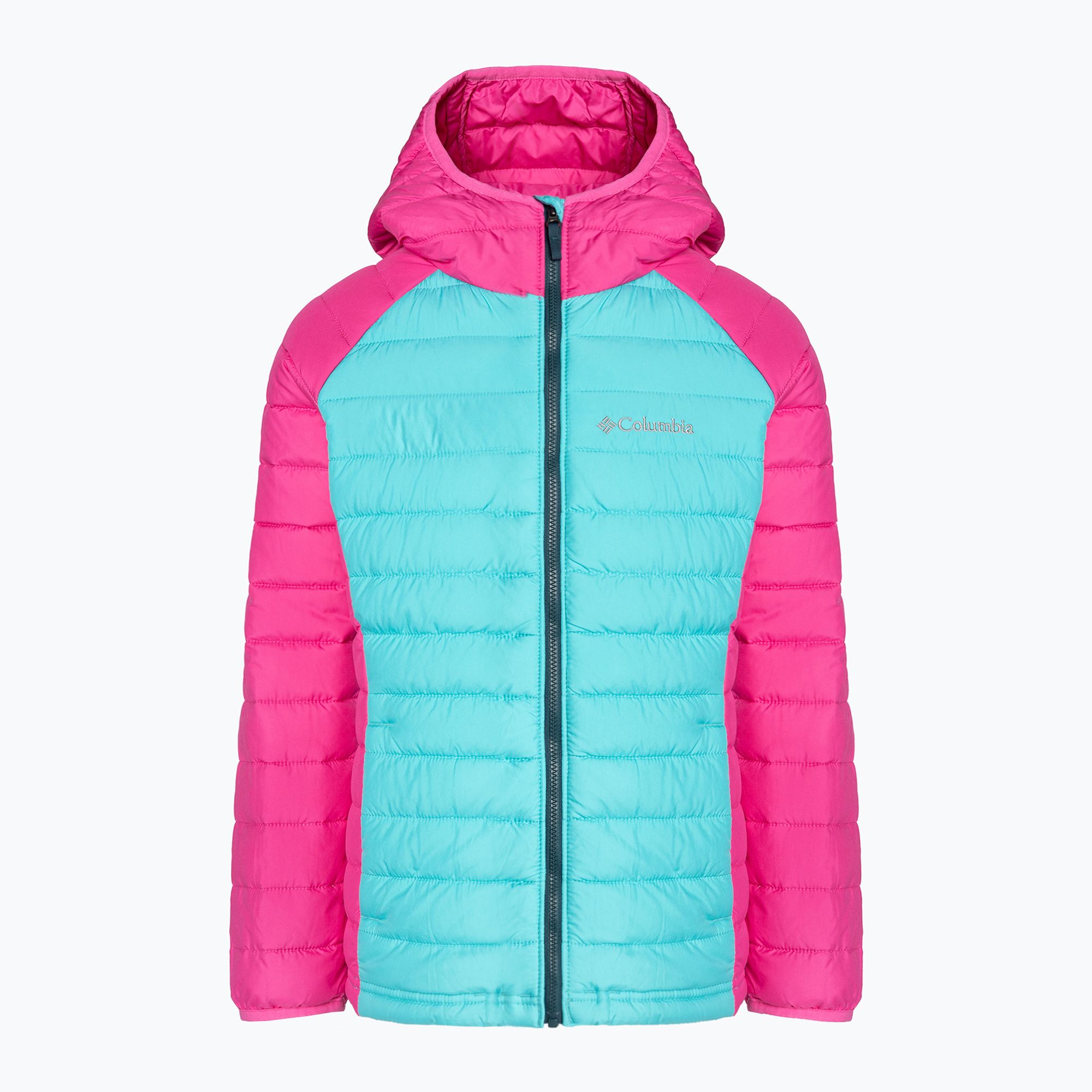 Kurtka dziecięca Columbia Powder Lite Hooded geyser/pink ice 