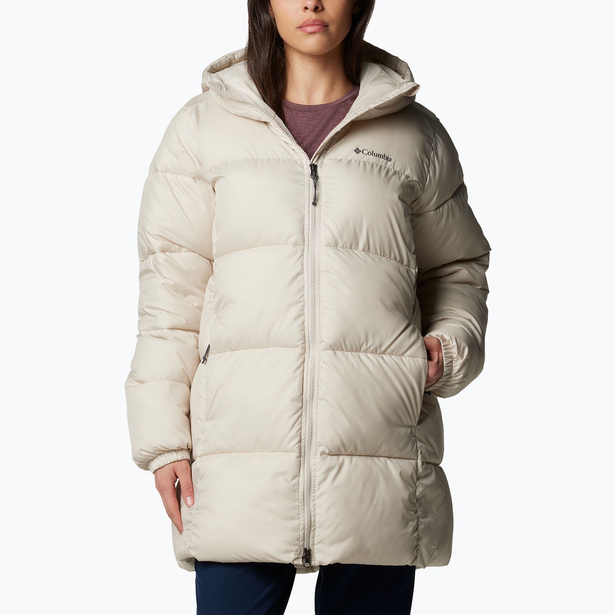 Kurtka damska Columbia Puffect II Mid Hooded dark stone 