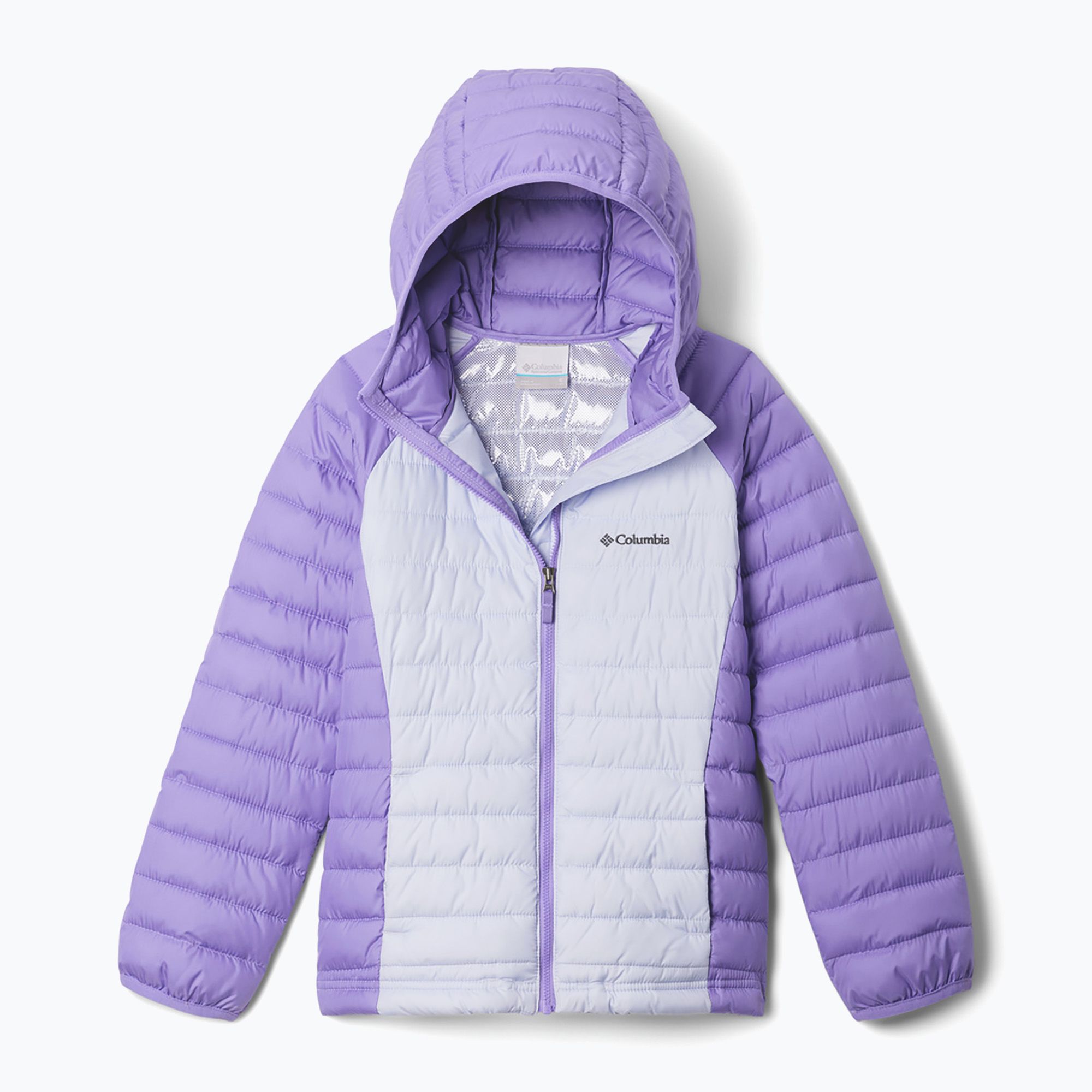 Kurtka dziecięca Columbia Powder Lite II Hooded snowdrift/ paisley purple 