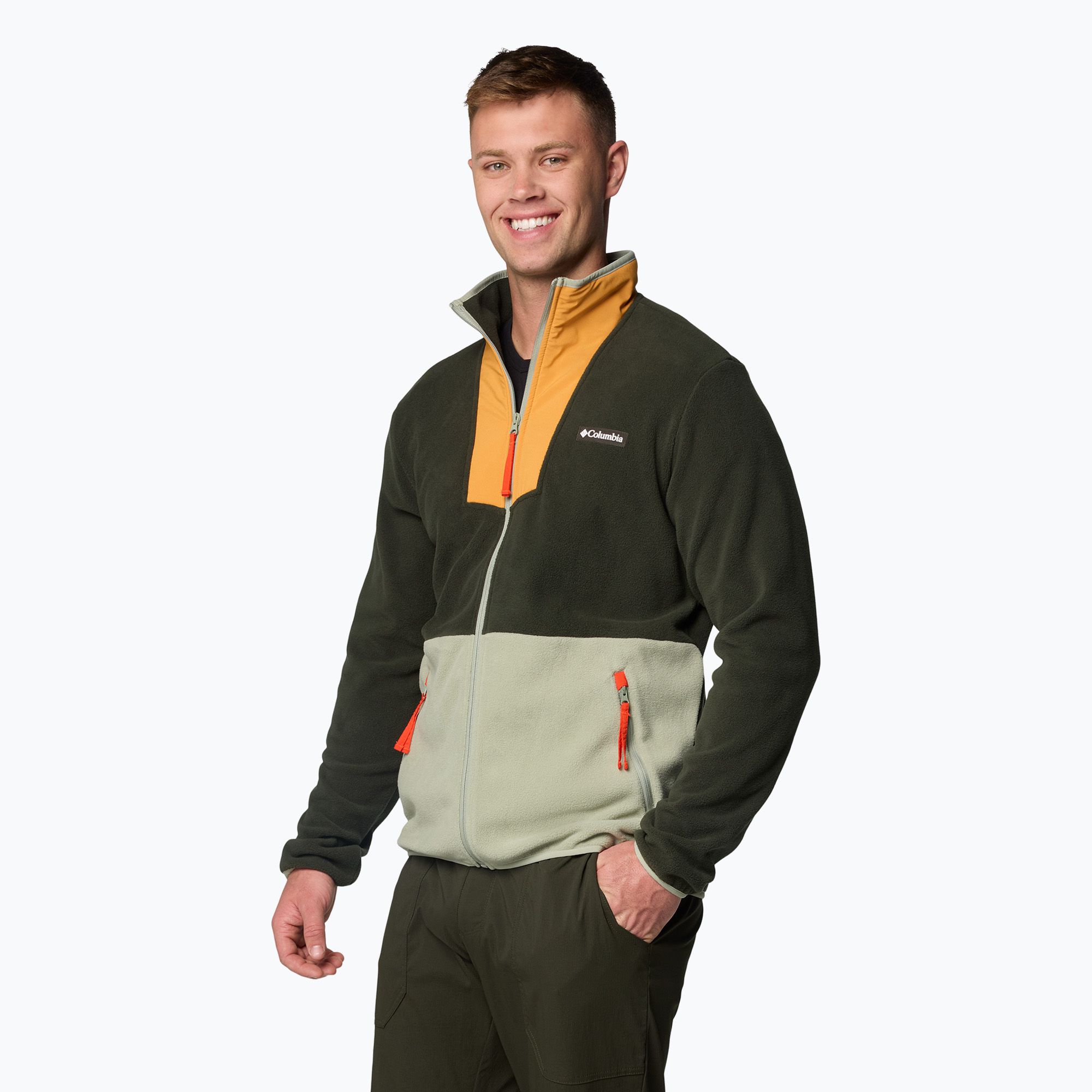 Bluza męska Columbia Sequoia Grove FZ Fleece greenscape/sunstone/safari/ spicy pull 
