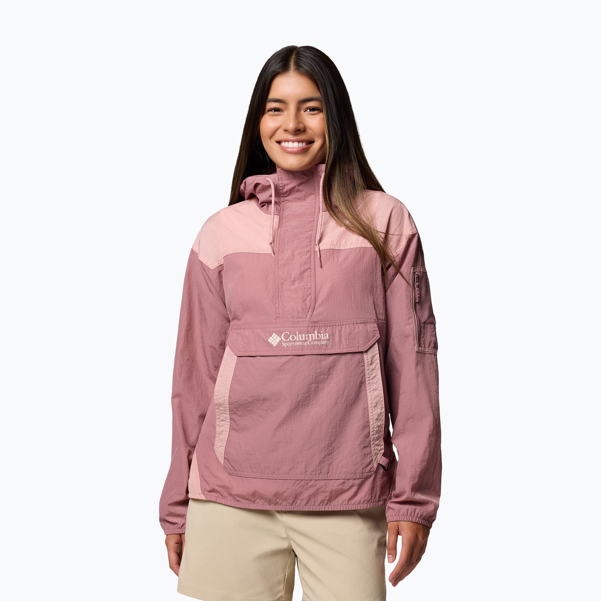 Kurtka przeciwwiatrowa damska Columbia Challenger II Windbreaker fig/eraser pink 